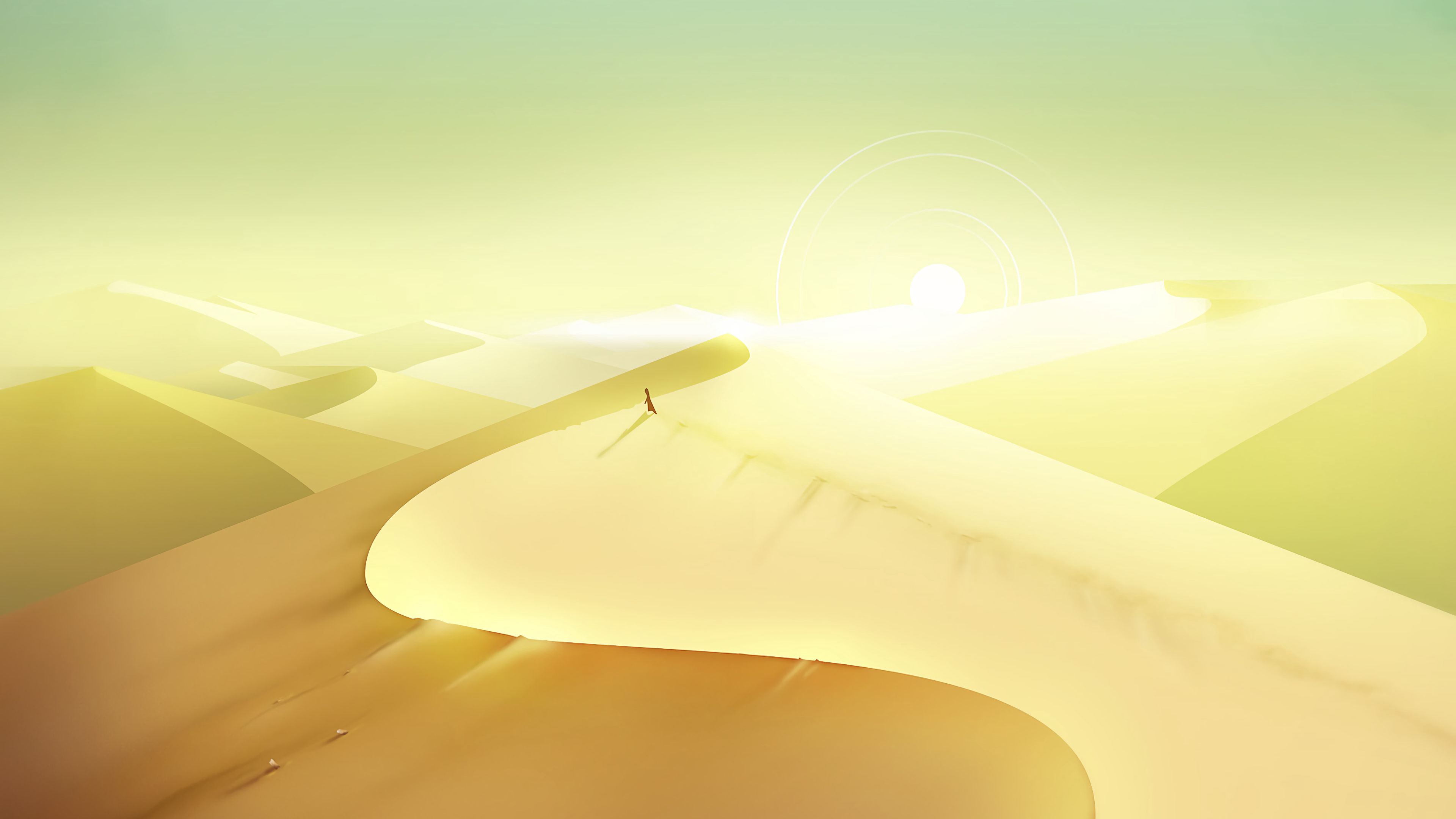 desert, sand, dunes, sun, art, 4k, HD Wallpaper