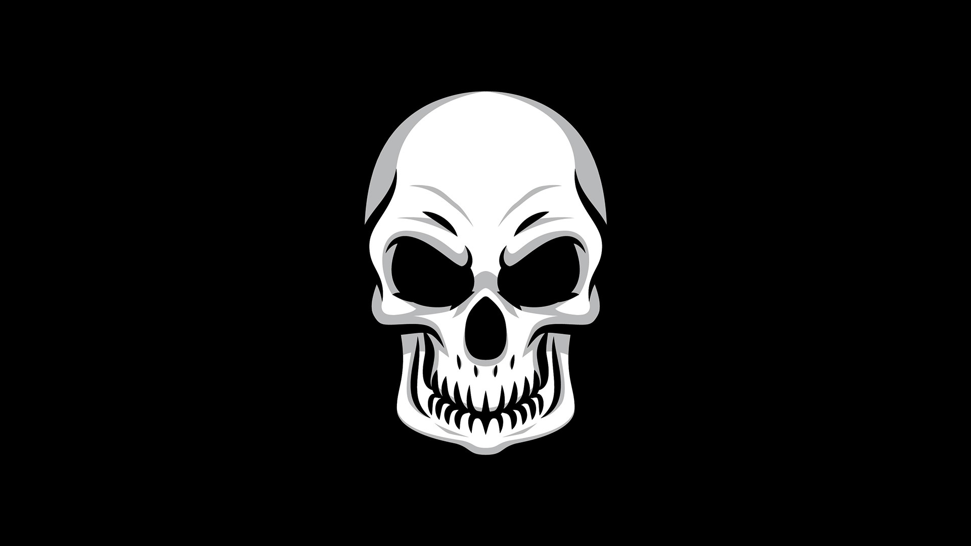 skull, black and white, hd, HD Wallpaper