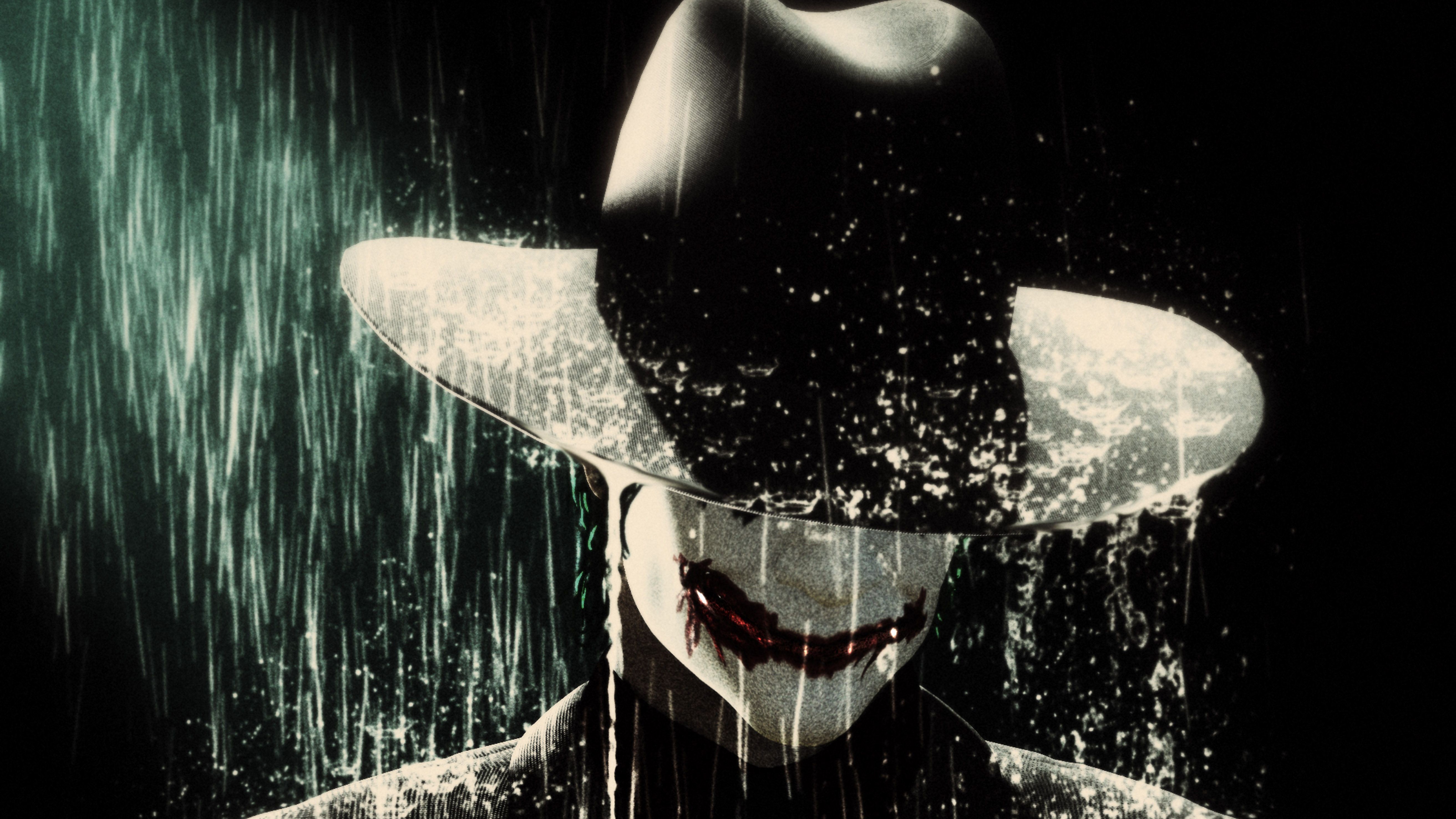 joker, supervillain, rain, hd, hat, HD Wallpaper