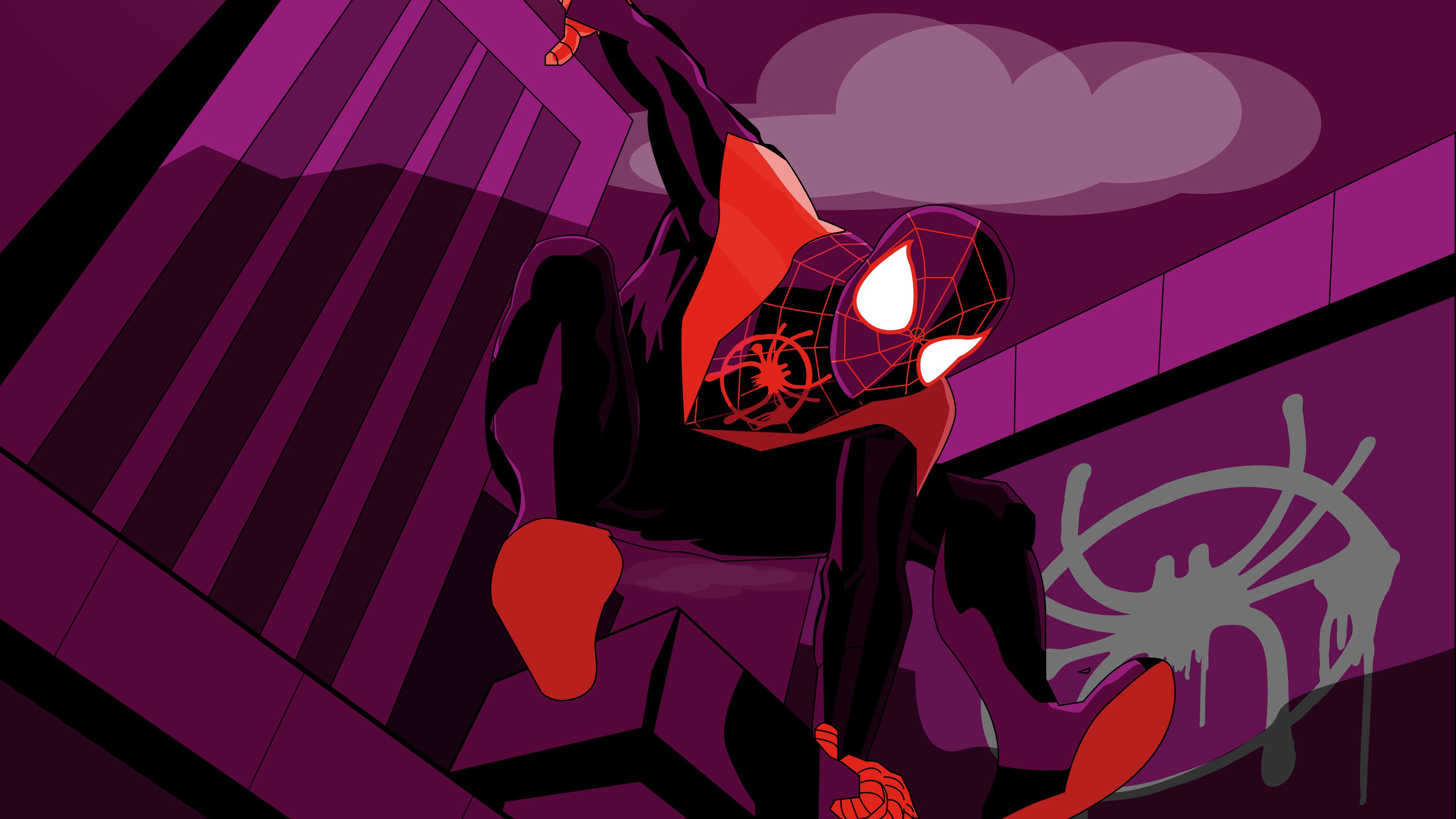 spiderman into the spider verse, hd, 4k, 5k, spiderman, superheroes, artwork, artist, digital art, HD Wallpaper