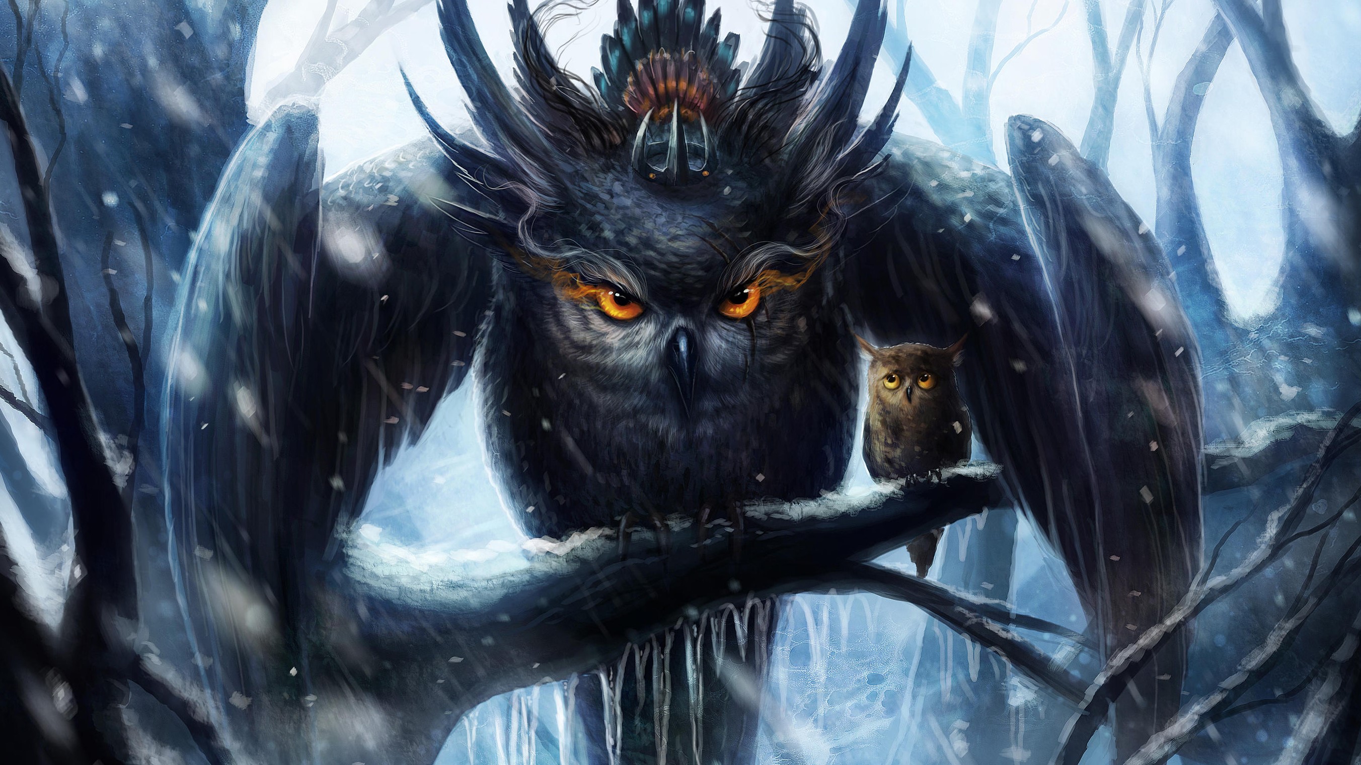 owl, birds, hd, mother, artist, artwork, digital art, deviantart, HD Wallpaper