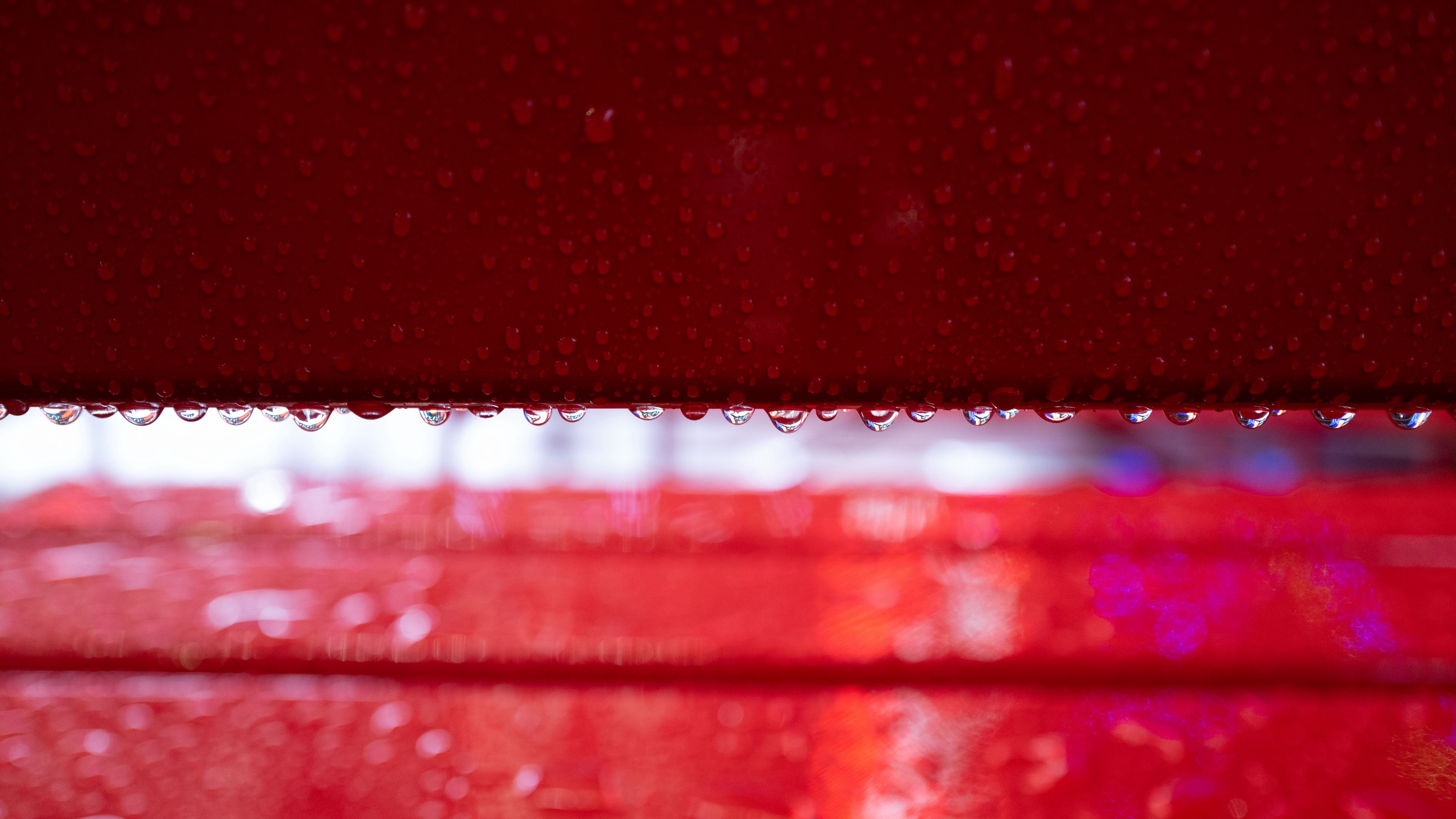 drops, macro, wet, surface, red, 4k, HD Wallpaper