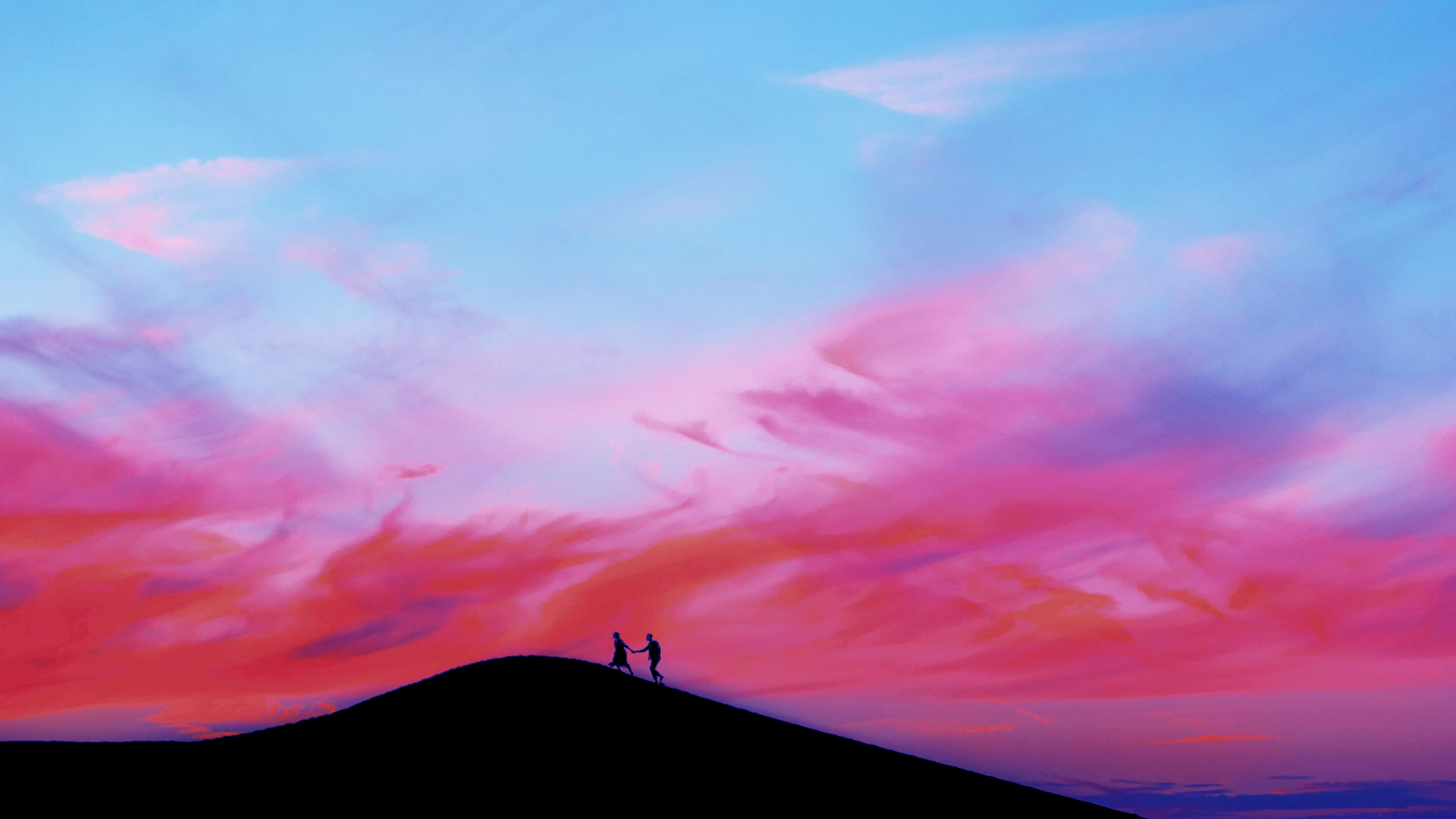 couple, mountains, artist, artwork, digital art, hd, 4k, HD Wallpaper