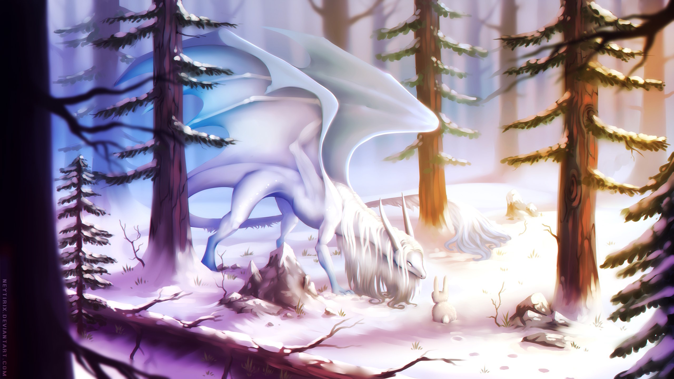 dragon, rabbit, artist, artwork, digital art, hd, deviantart, HD Wallpaper