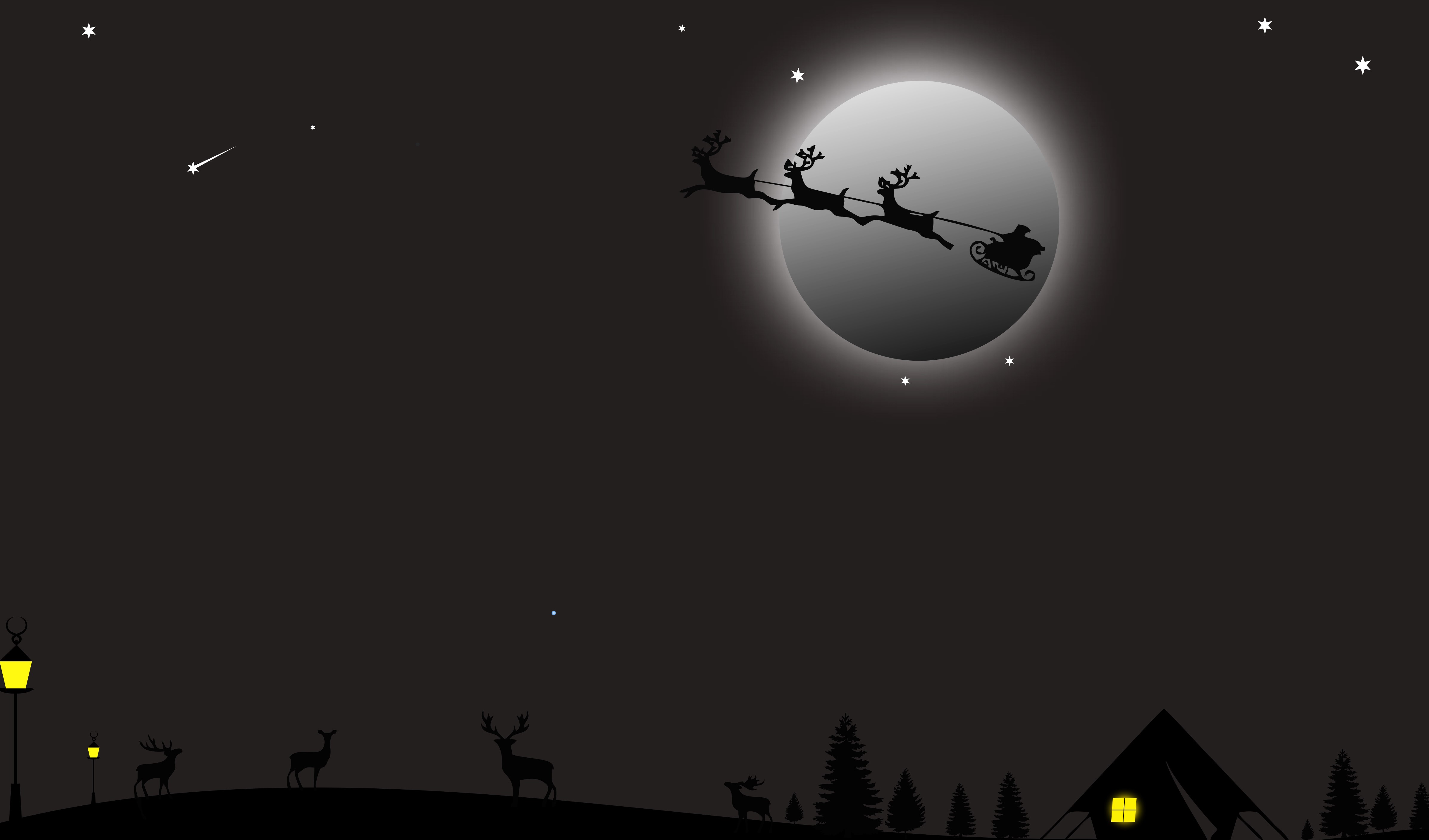 santa claus, christmas, celebrations, hd, deer, 4k, 5k, monochrome, black and white, HD Wallpaper