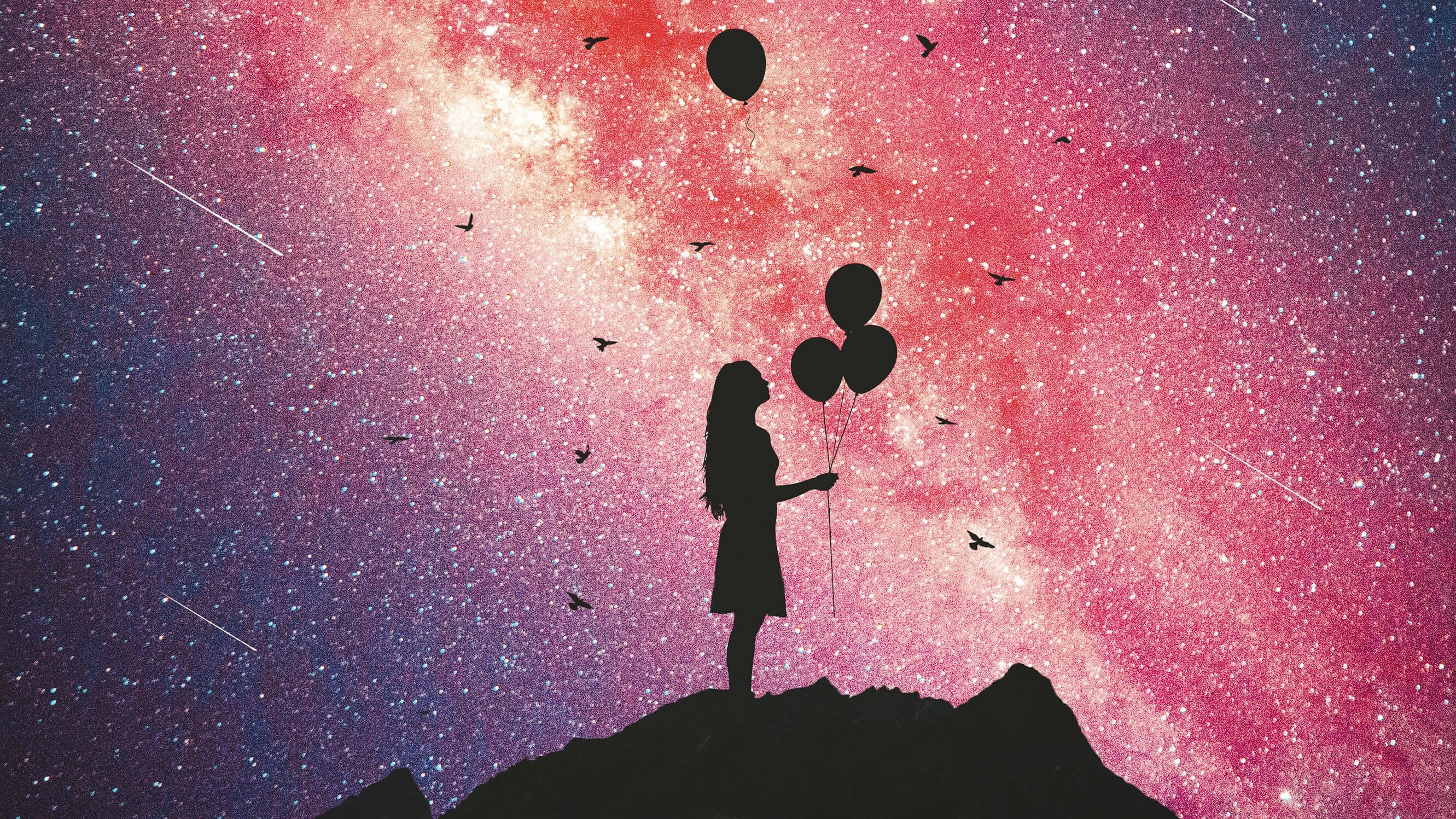 balloons, girl, artist, artwork, digital art, hd, photography, photoshop, HD Wallpaper