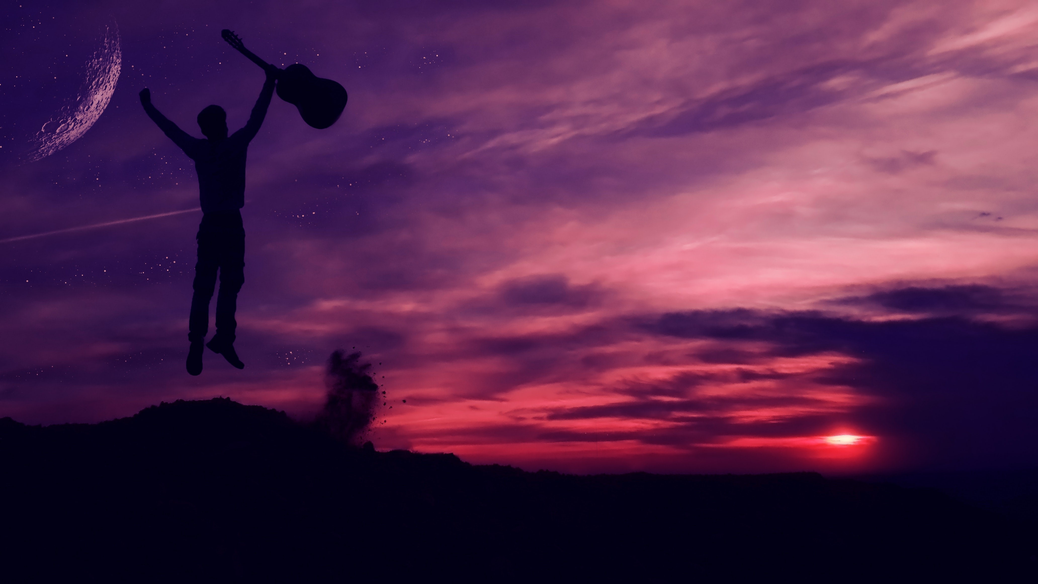 silhouette, guitar, photography, hd, 4k, HD Wallpaper