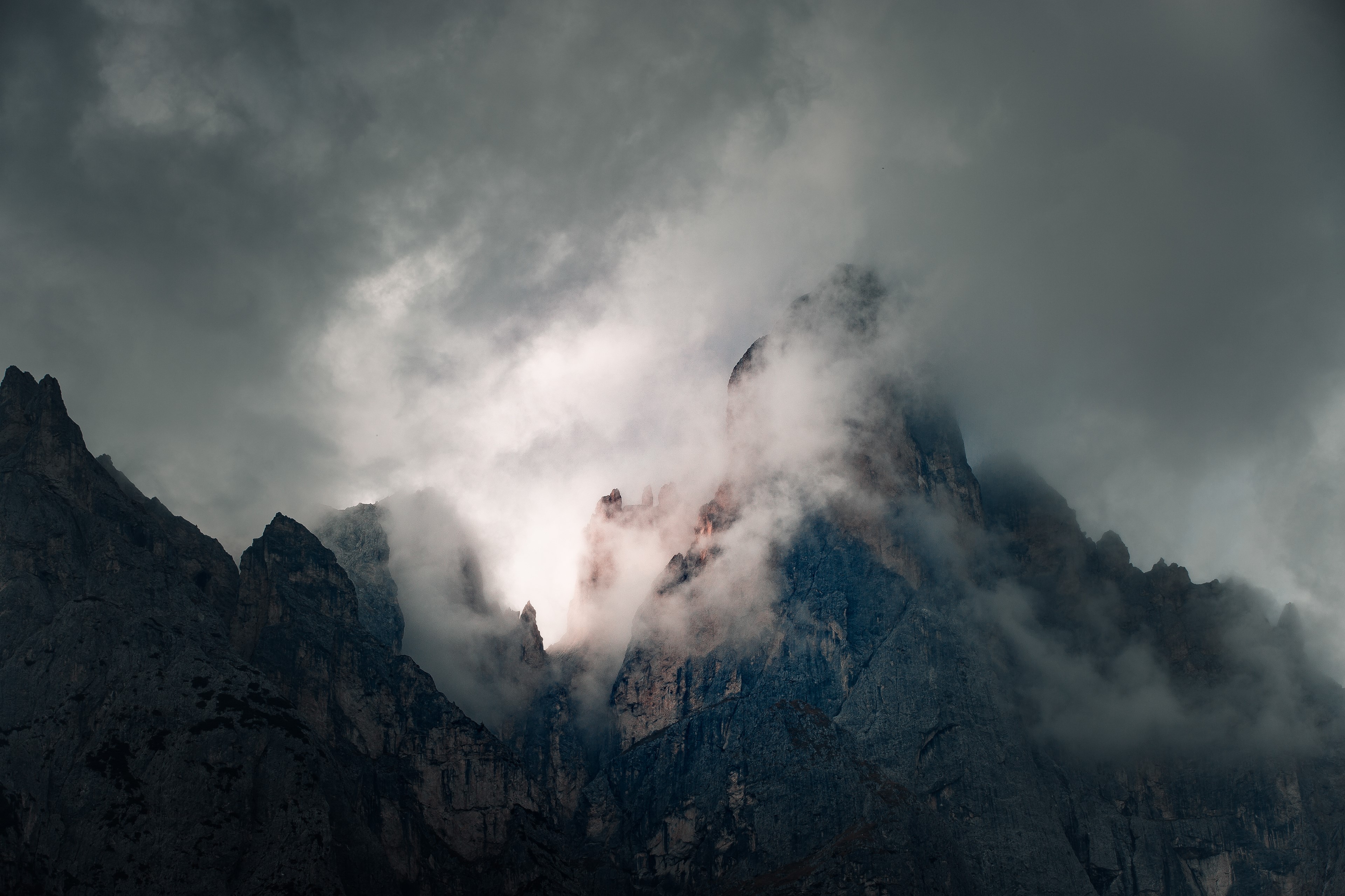 mountains, fog, winter, morning, nature, hd, 4k, behance, HD Wallpaper