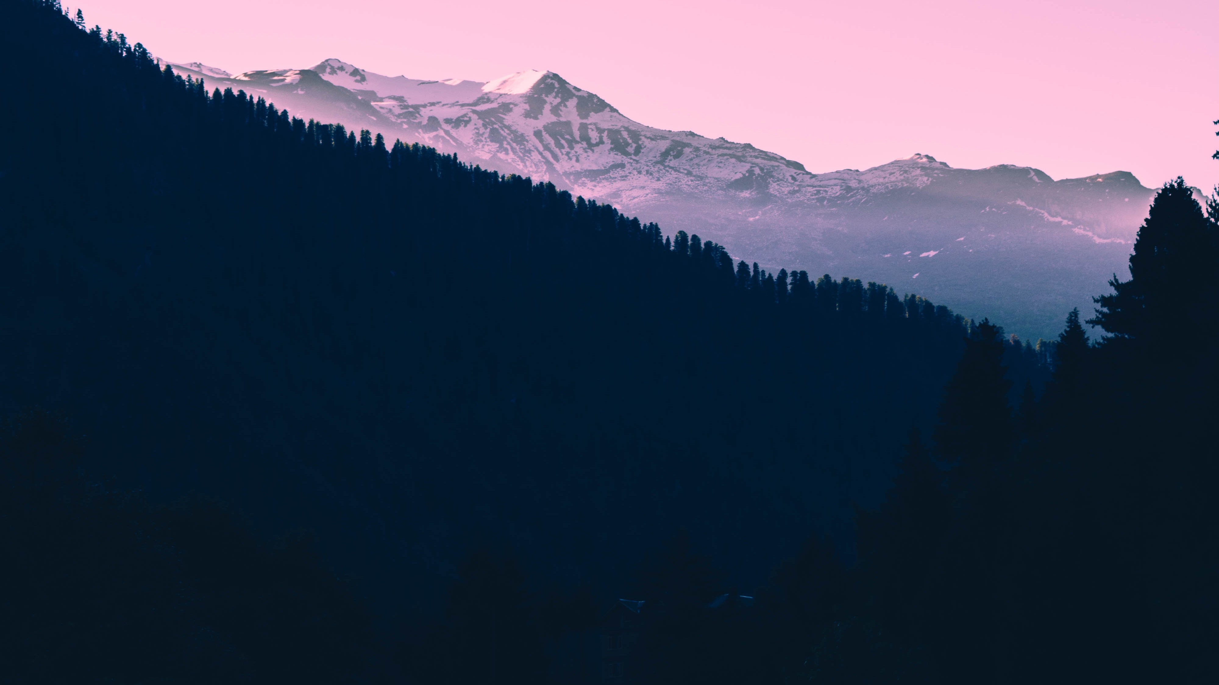 mountains, landscape, nature, hd, 4k, pink, HD Wallpaper