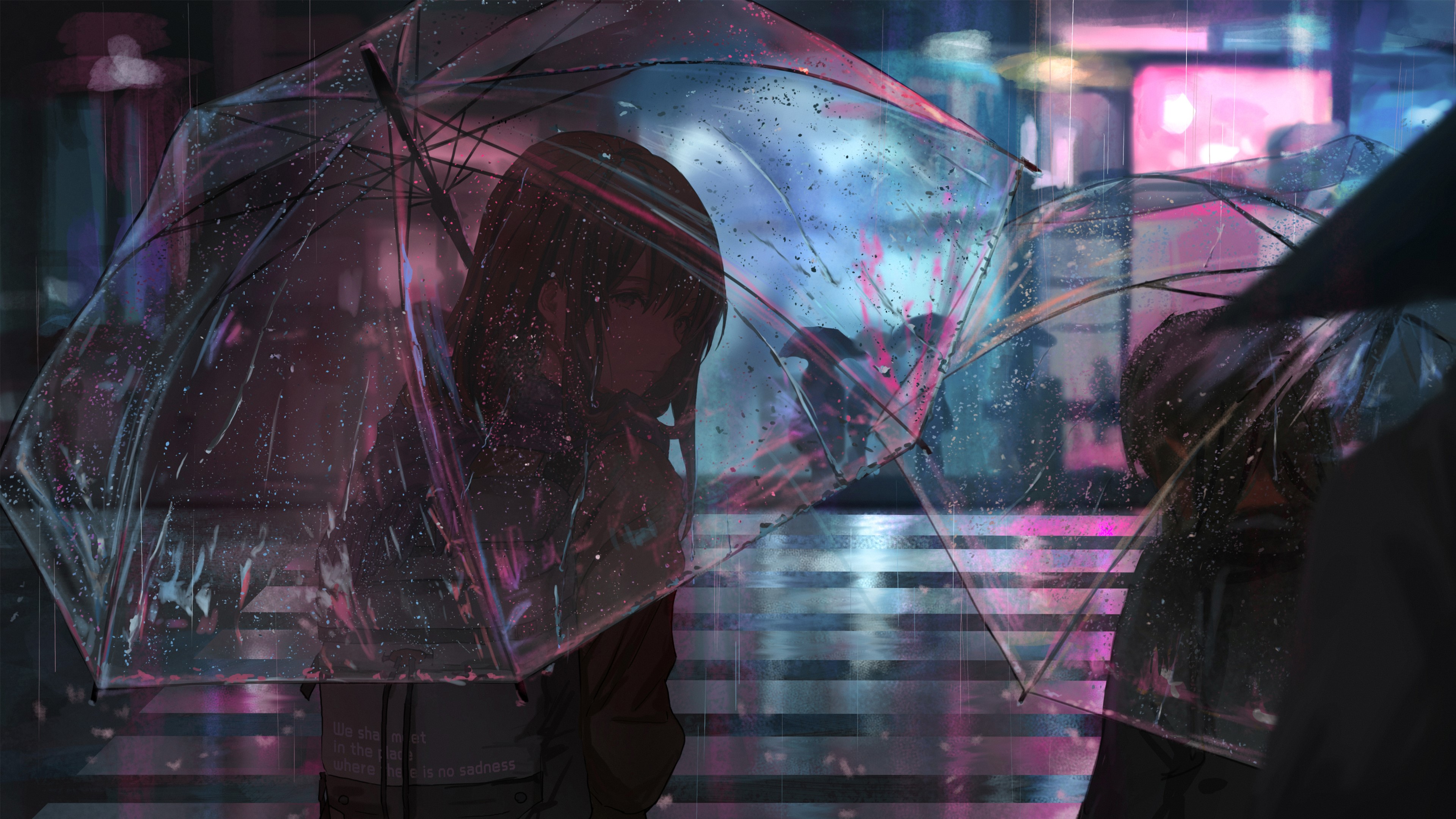 anime girl, anime, artist, artwork, digital art, hd, umbrella, 4k, rain, HD Wallpaper
