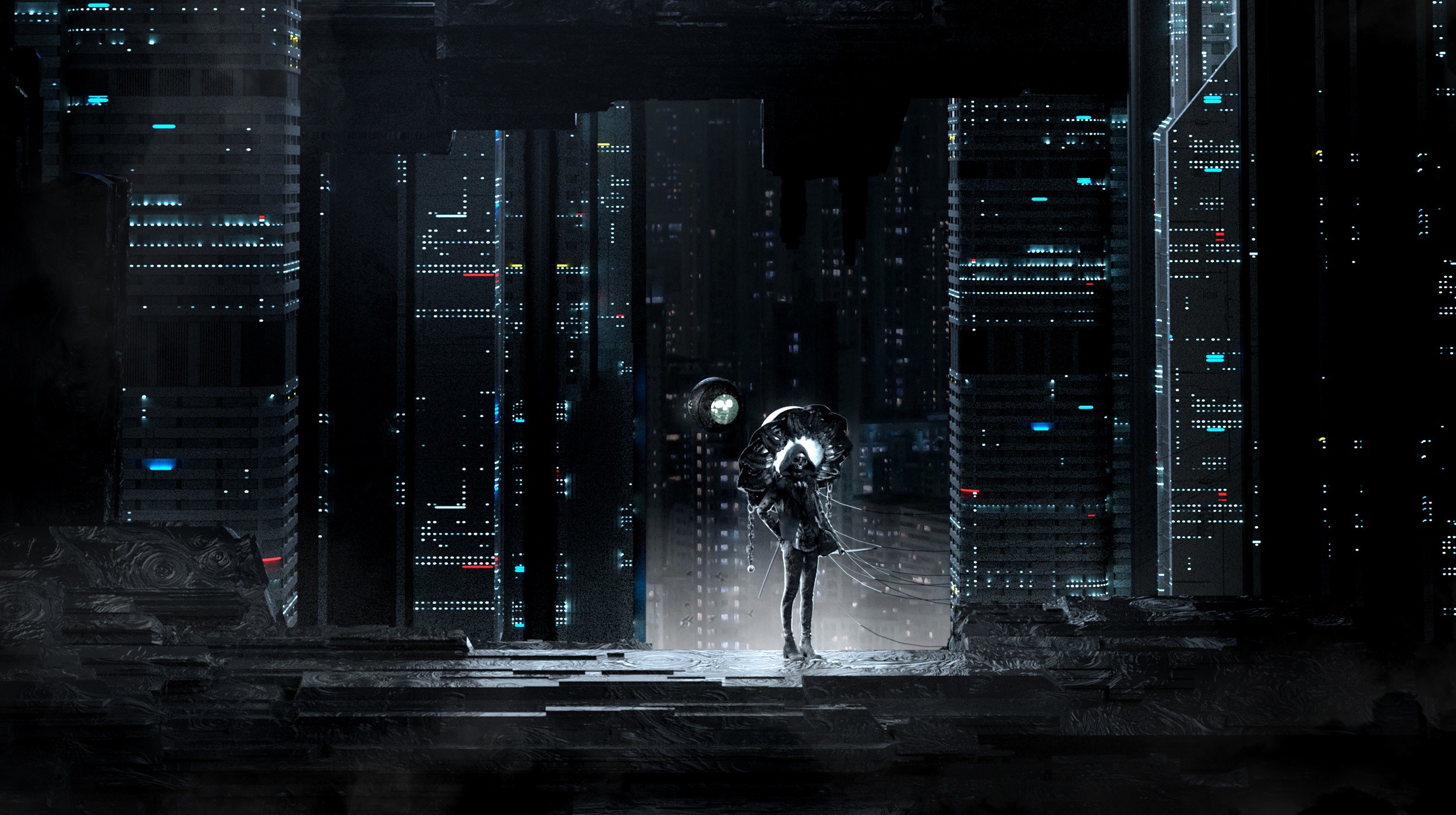 skull, ghost, artist, artwork, dark, digital art, hd, cityscape, night, HD Wallpaper