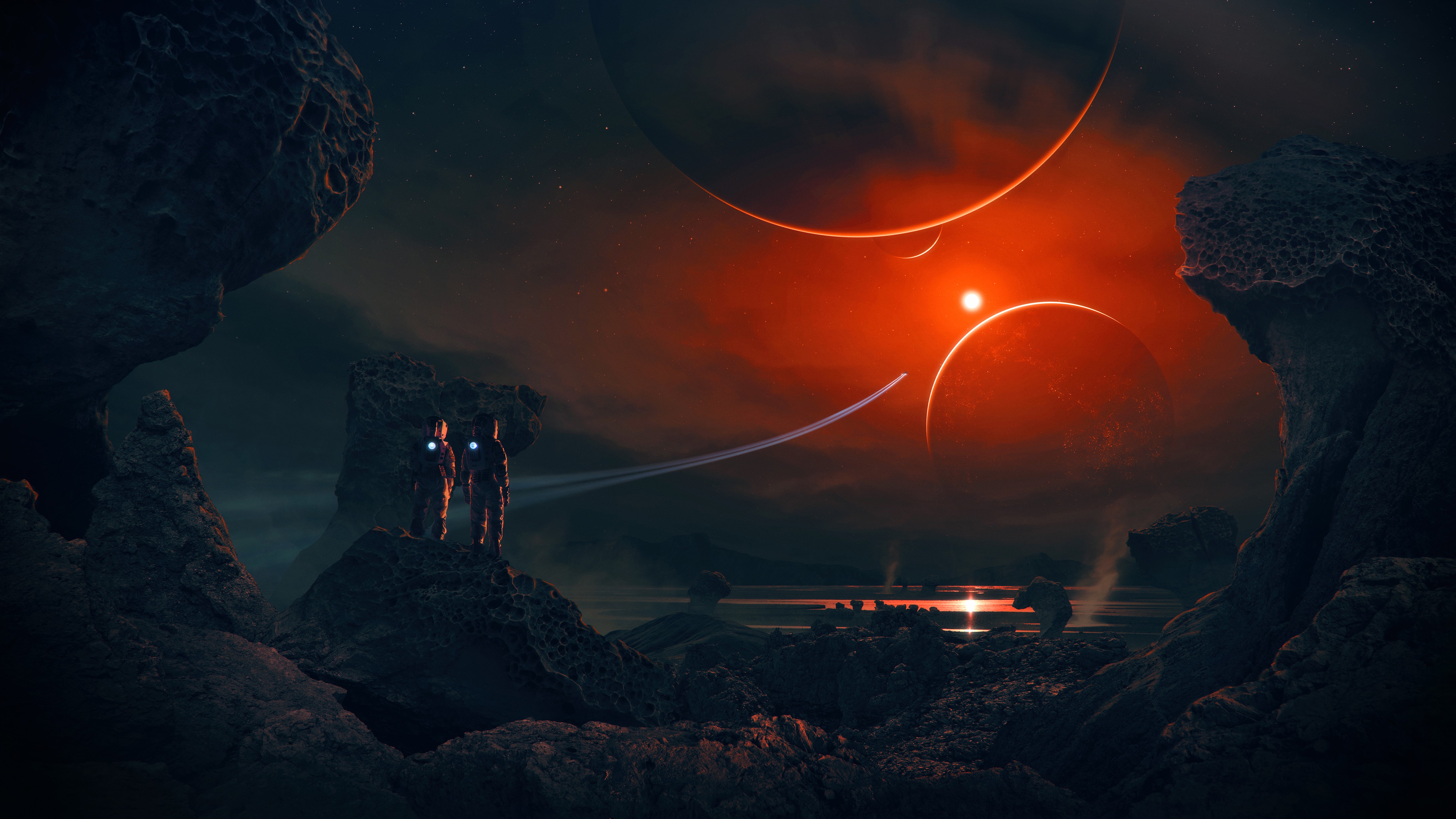 astronaut, galaxy, space, hd, 4k, 5k, planets, artstation, HD Wallpaper