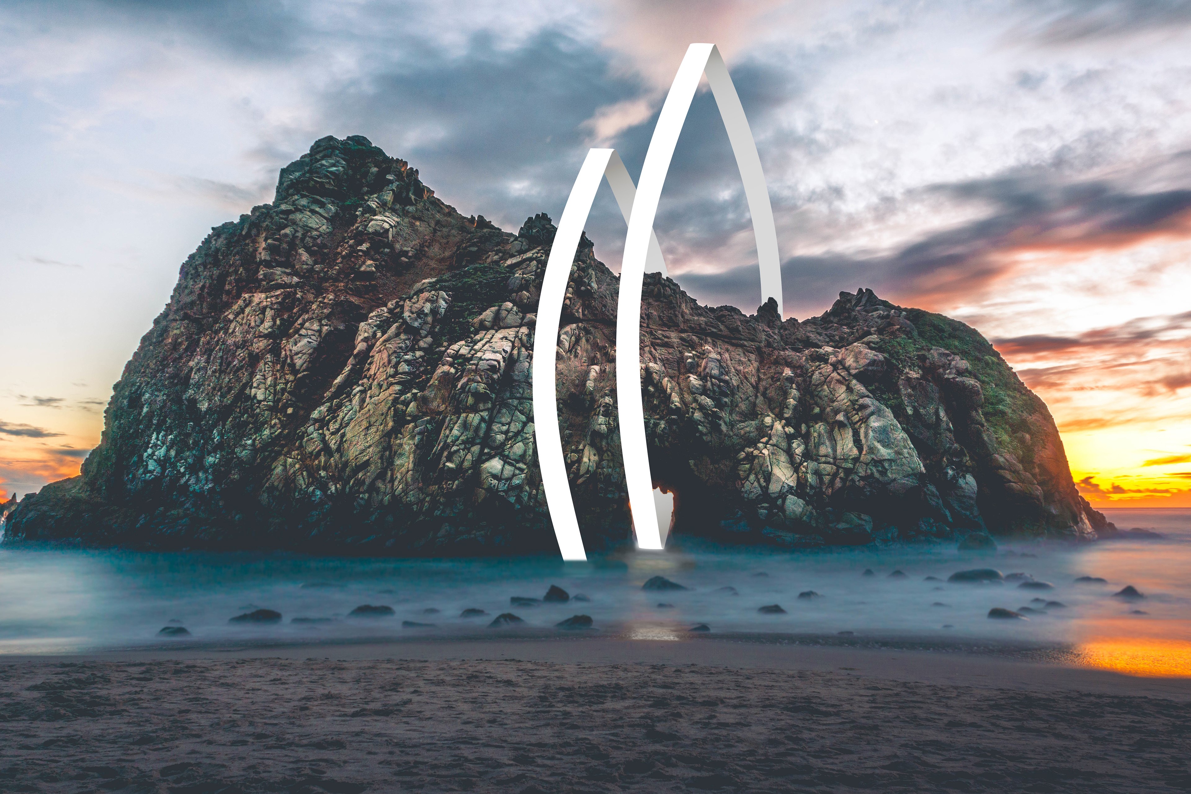 mountains, beach, nature, hd, abstract, 4k, behance, HD Wallpaper