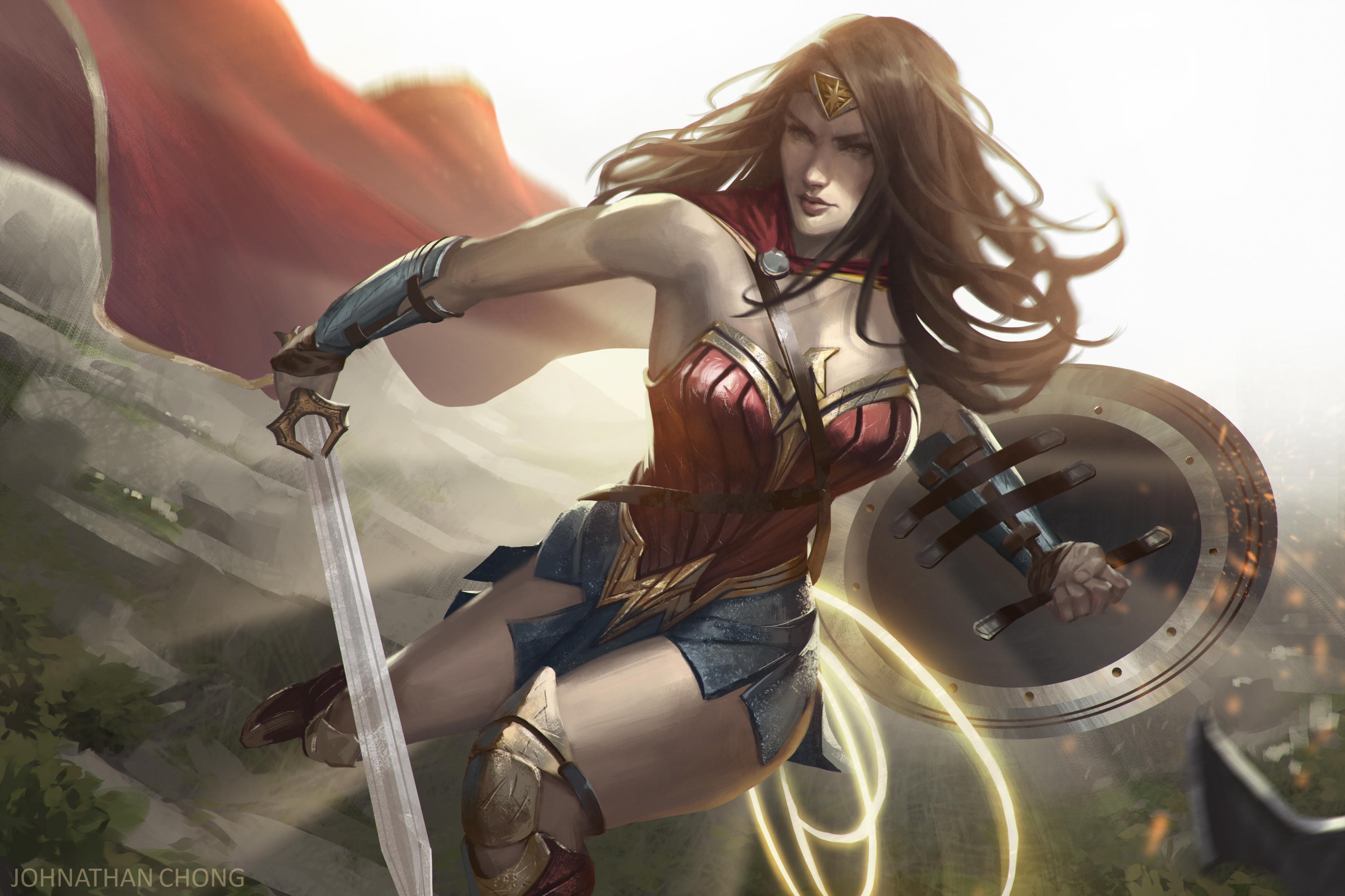 wonder woman, hd, superheroes, artist, artwork, deviantart, digital art, HD Wallpaper