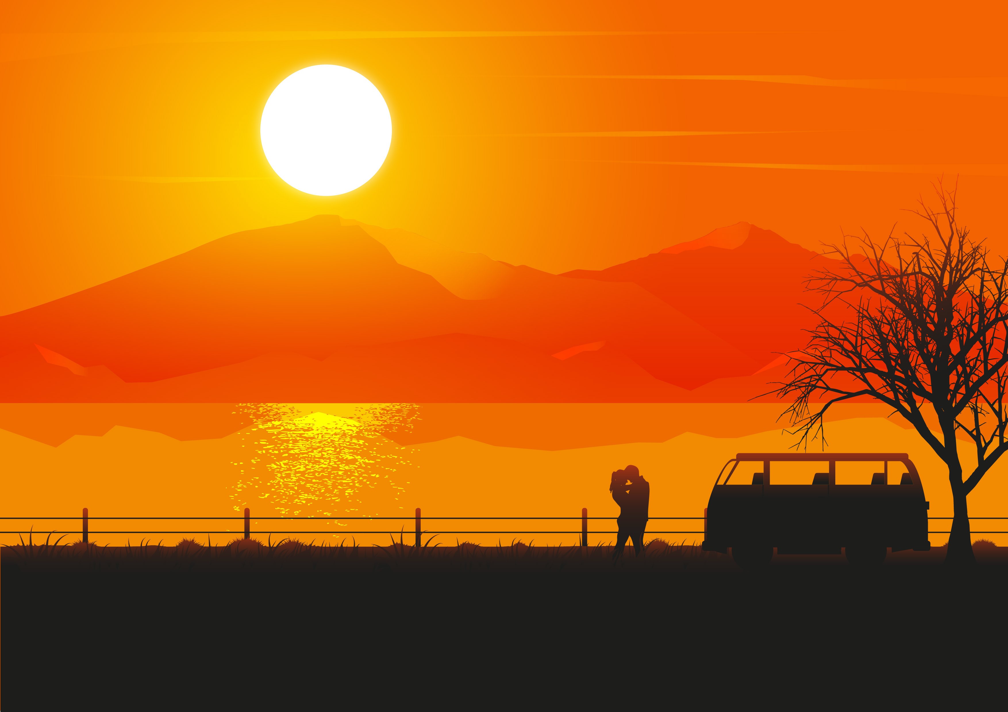 couple, love, artist, artwork, digital art, hd, illustration, 4k, behance, van, HD Wallpaper