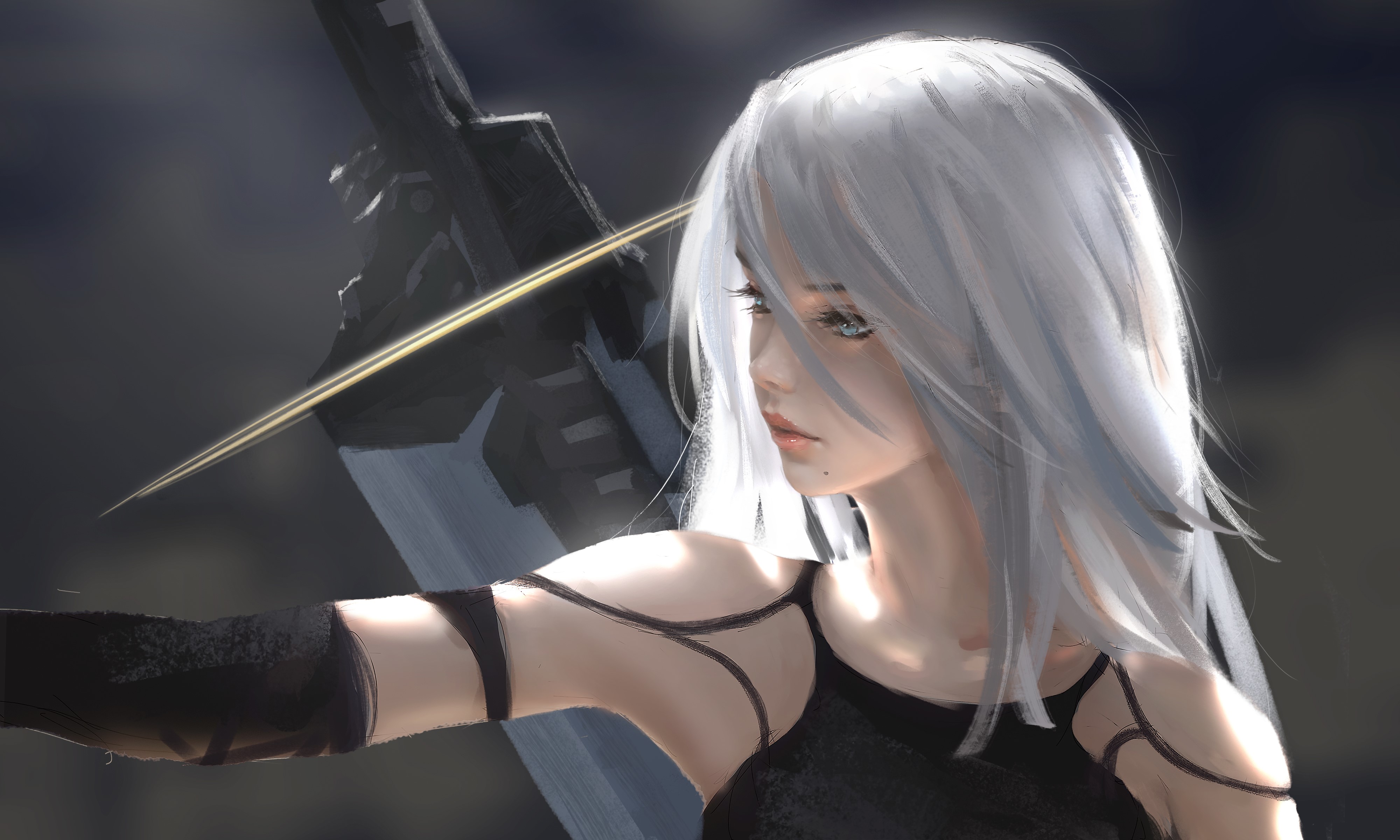 nier automata, 2018 games, games, hd, 4k, fantasy girls, artist, artwork, digital art, HD Wallpaper
