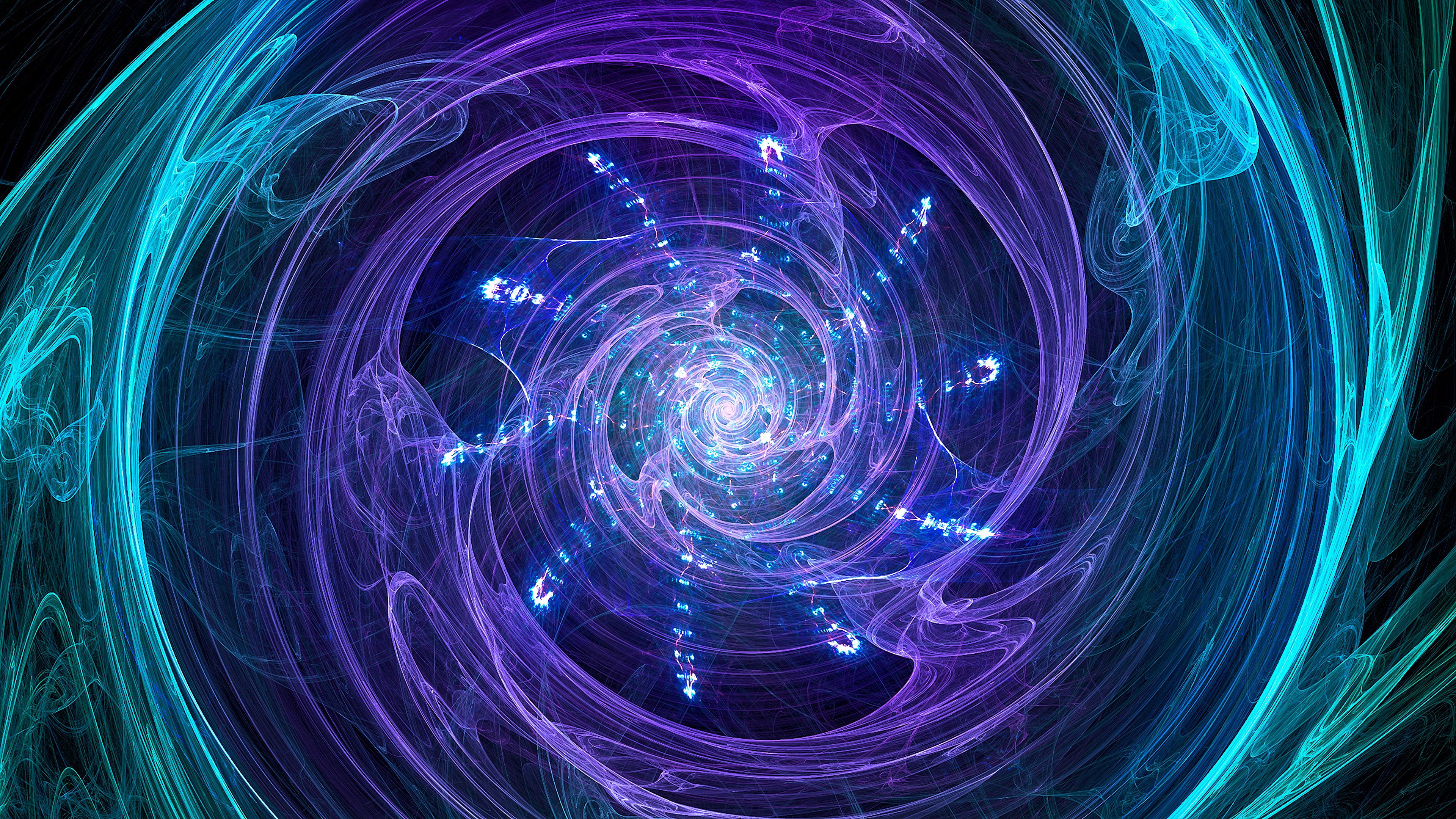 fractal, swirling, bright, glow, abstraction, 4k, HD Wallpaper