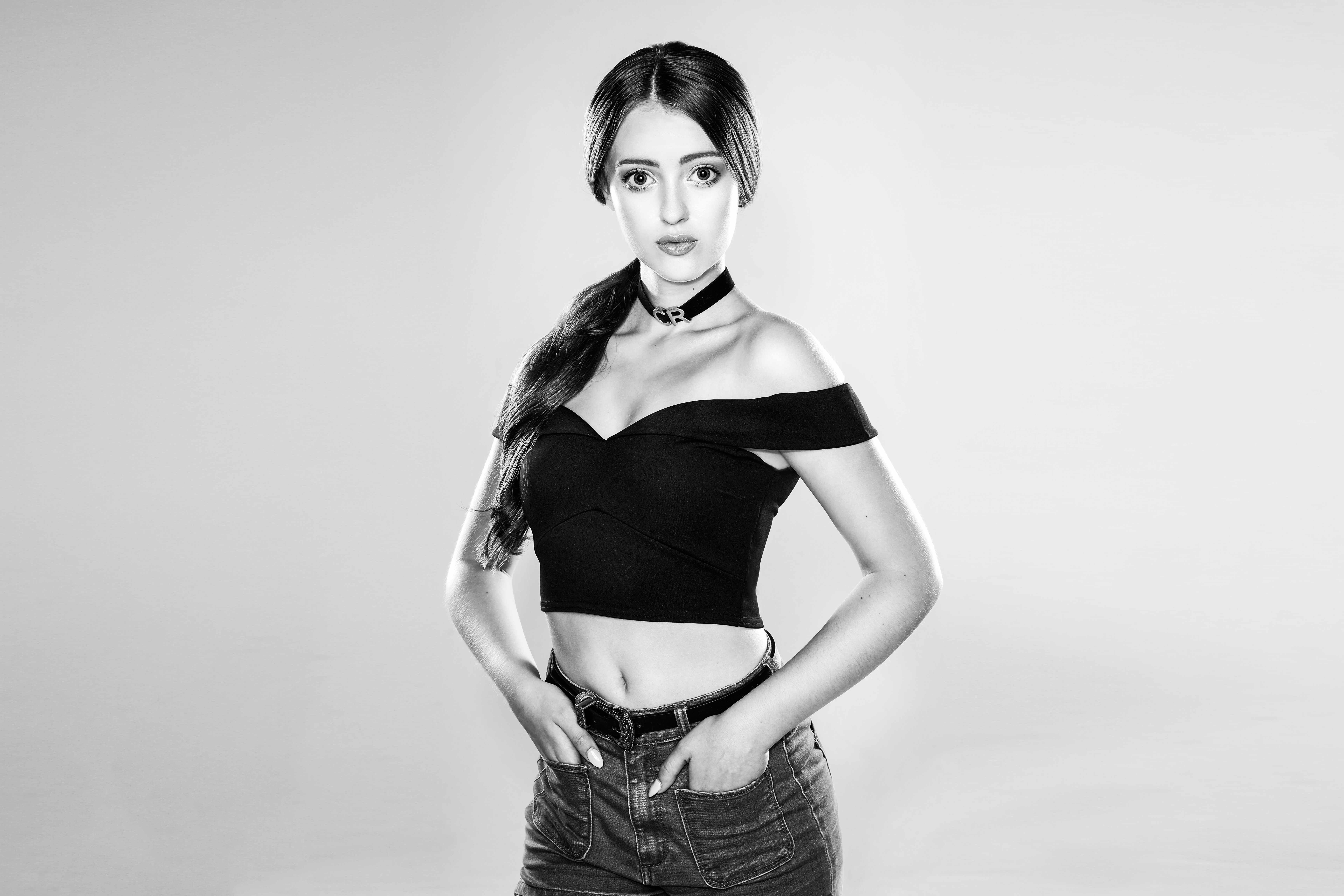chloe rose, celebrities, girls, hd, 4k, 5k, monochrome, black and white, HD Wallpaper