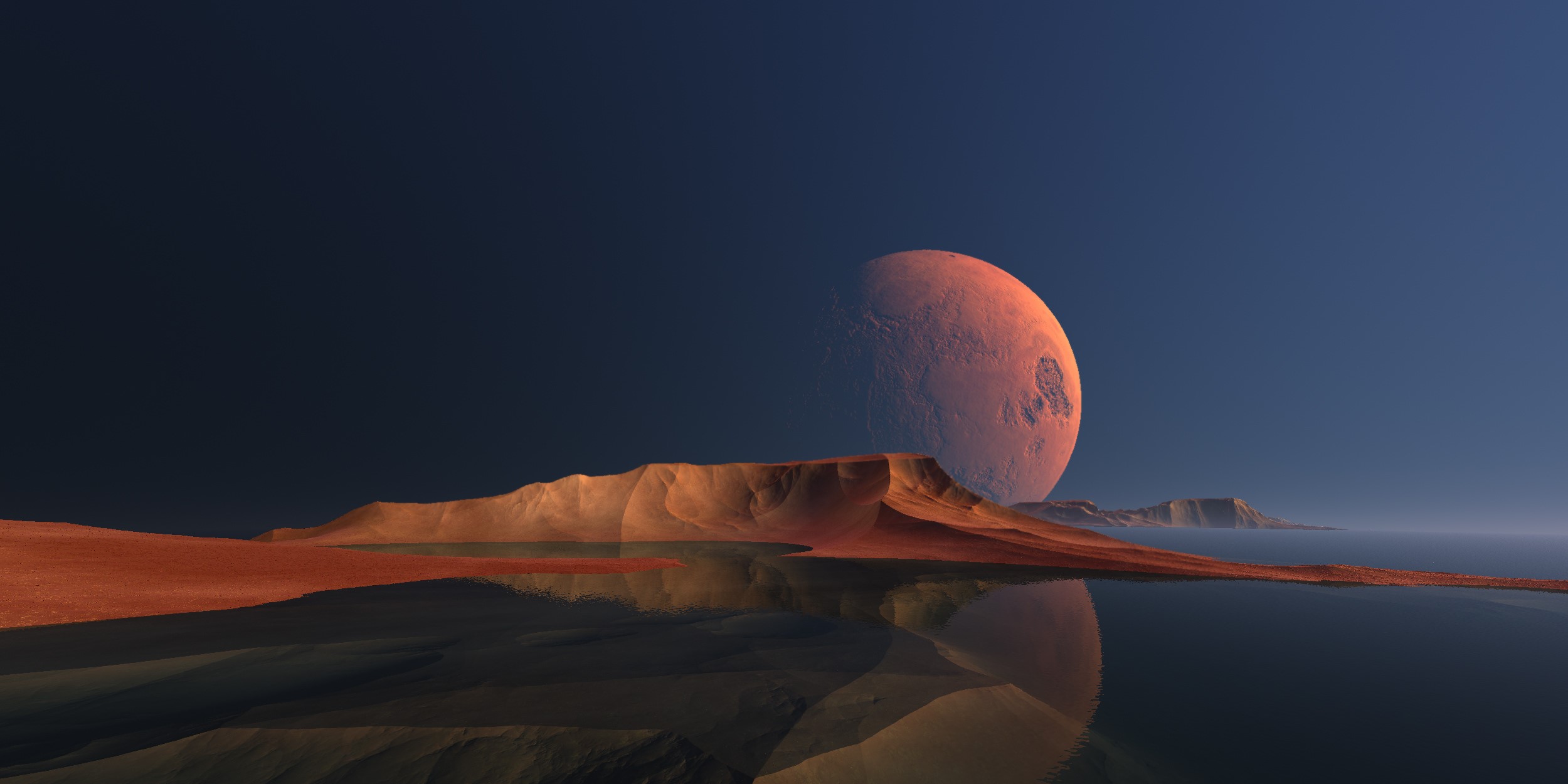 moon, reflection, landscape, digital art, artist, artwork, scifi, hd, deviantart, HD Wallpaper