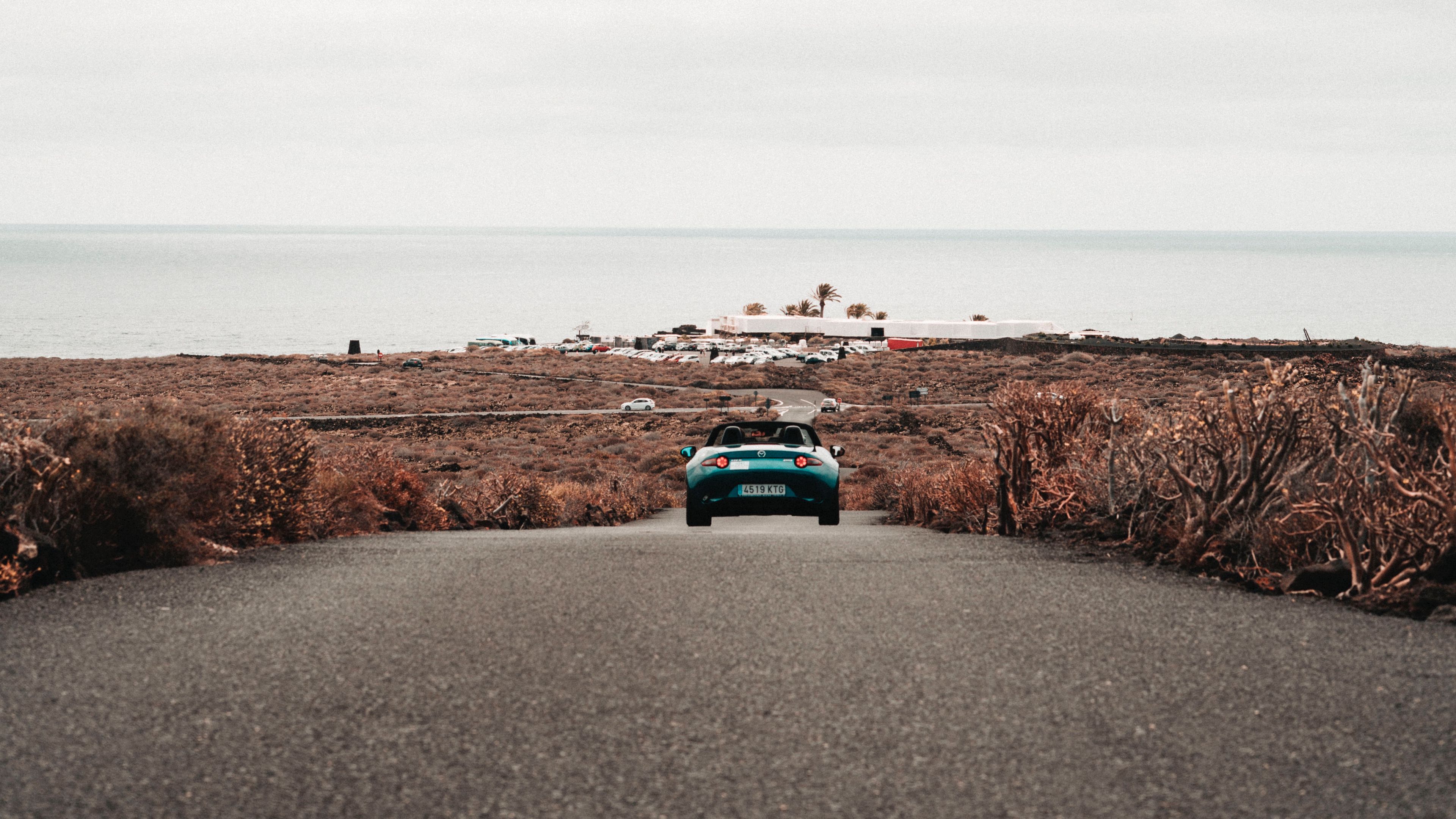 car, road, horizon, coast, landscape, 4k, HD Wallpaper