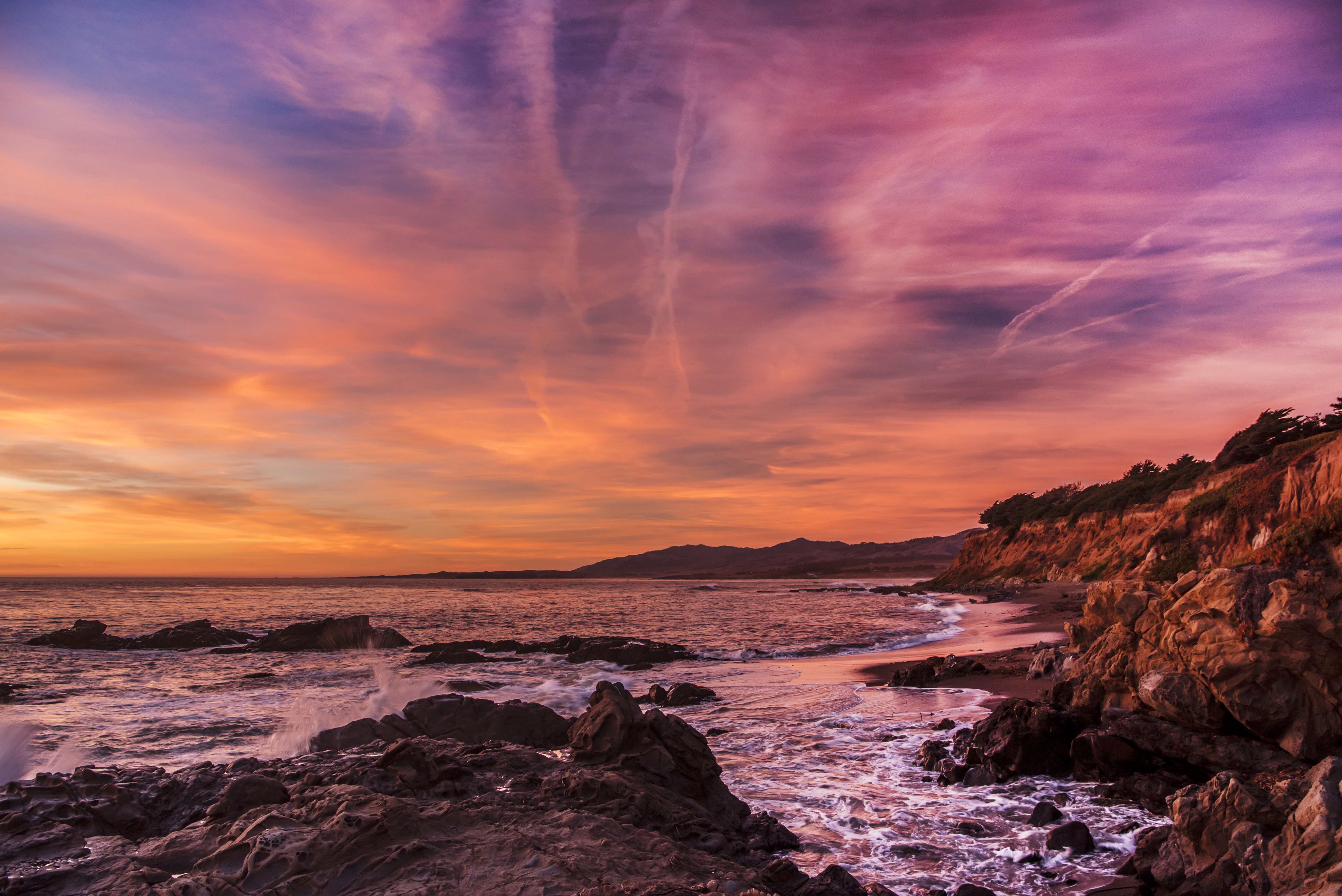 sunrise, sunset, waves, coast, nature, hd, 4k, 5k, HD Wallpaper