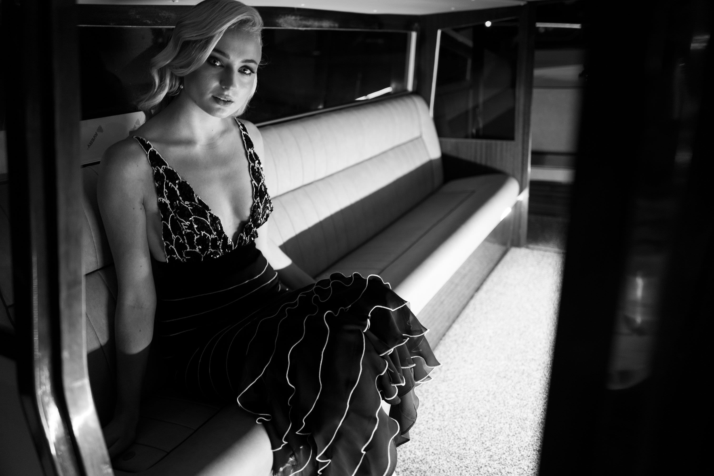 sophie turner, celebrities, girls, hd, monochrome, black and white, HD Wallpaper