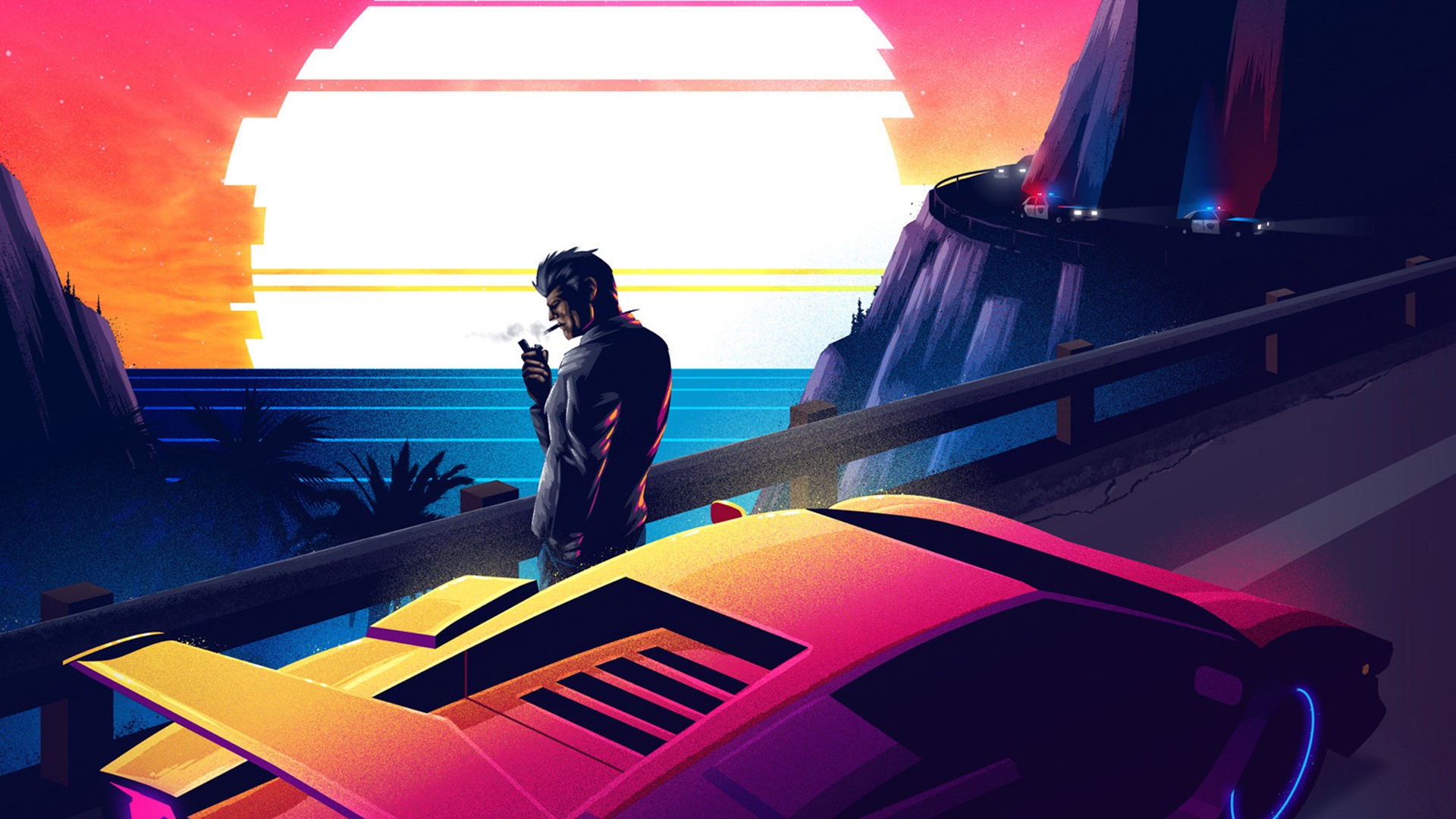 retrowave, artist, artwork, digital art, hd, behance, HD Wallpaper