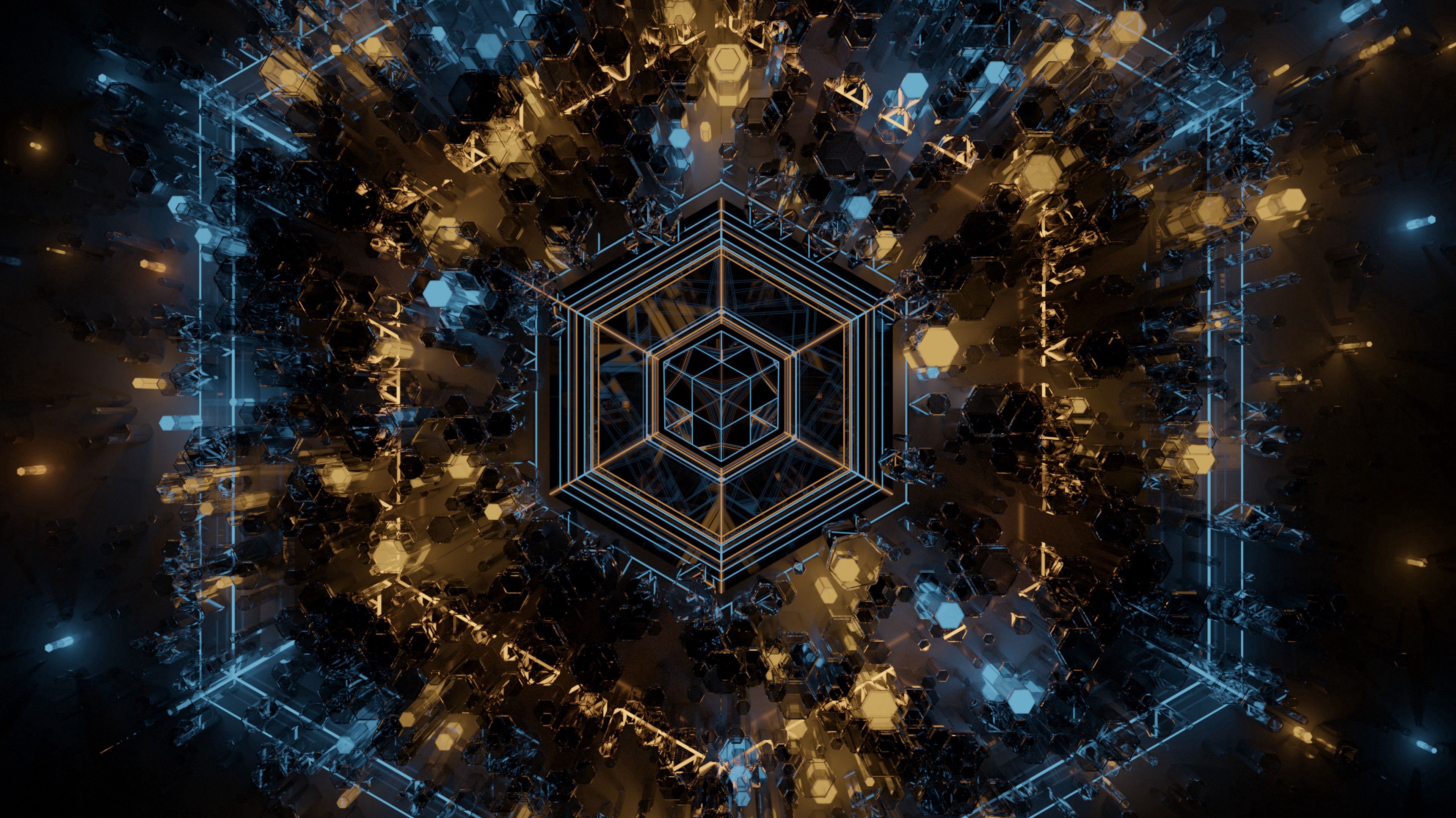 fractal, geometry, shapes, lines, abstraction, 4k, HD Wallpaper