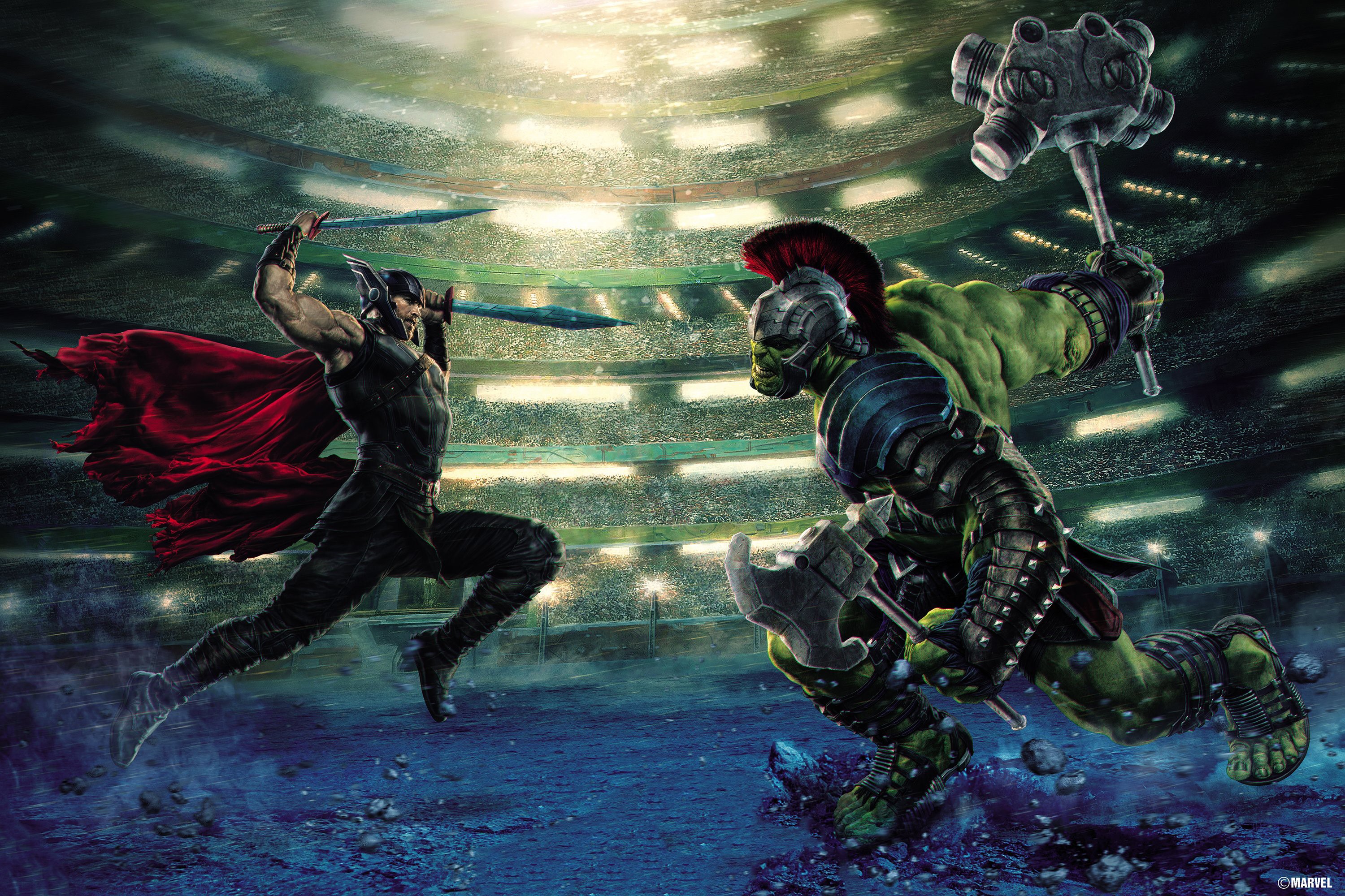 thor, hulk, hd, superheroes, artwork, digital art, HD Wallpaper