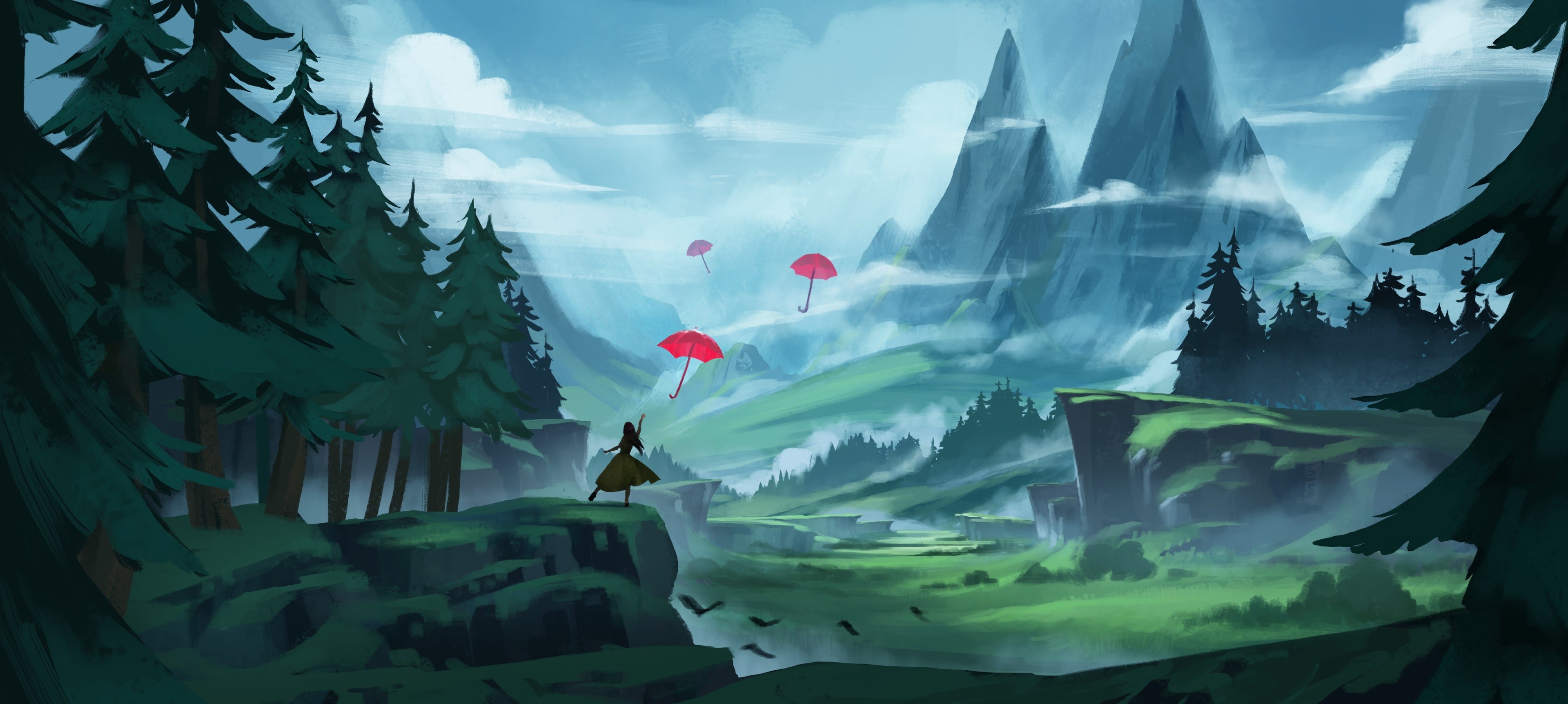 umbrella, artist, artwork, digital art, deviantart, hd, 4k, 5k, HD Wallpaper