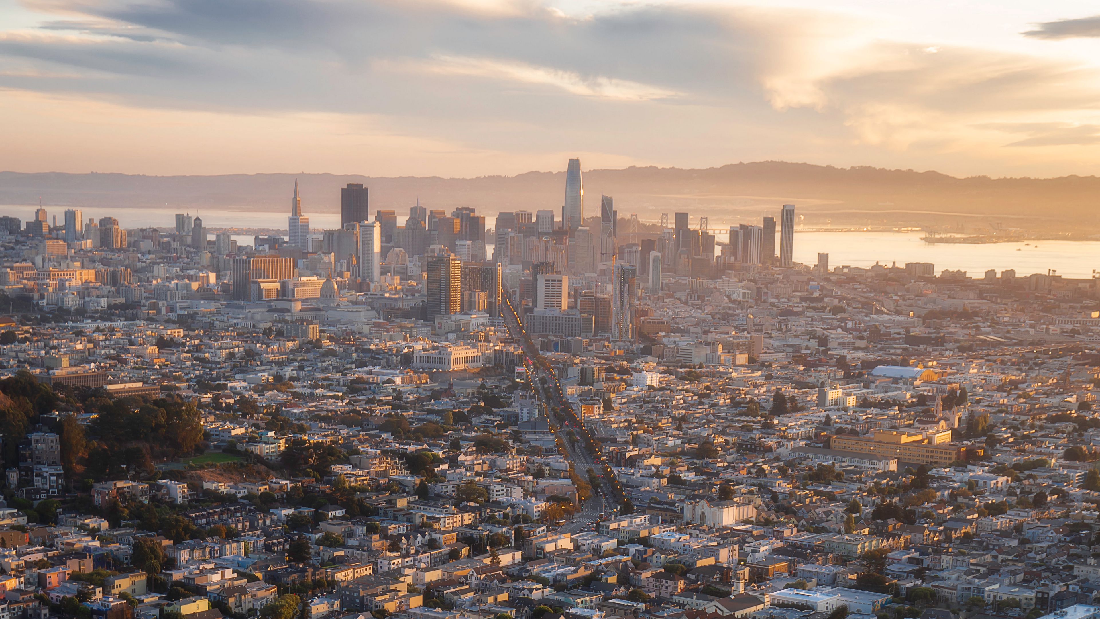 city, aerial view, overview, san francisco, california, usa, 4k, HD Wallpaper