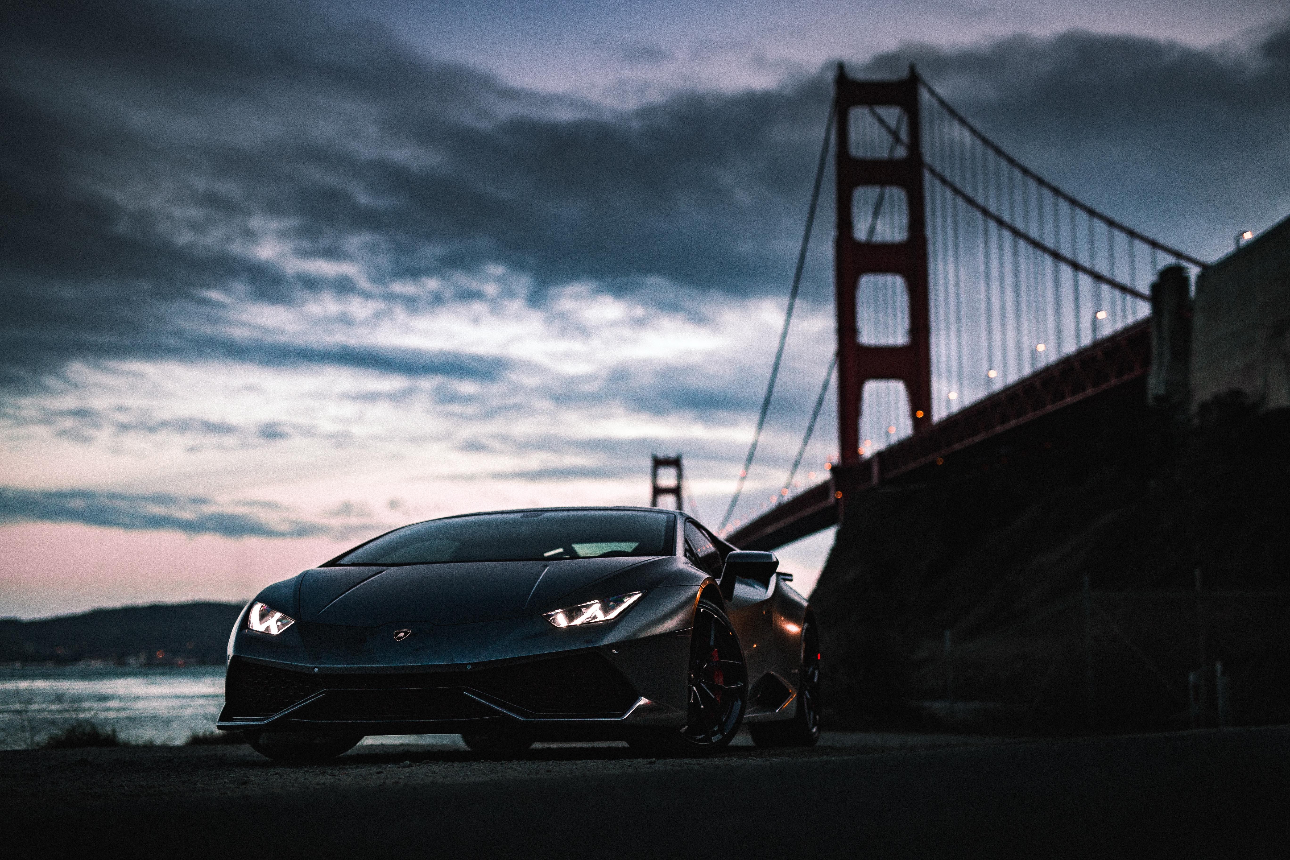 lamborghini huracan, lamborghini, cars, 4k, hd, 5k, golden gate bridge, HD Wallpaper