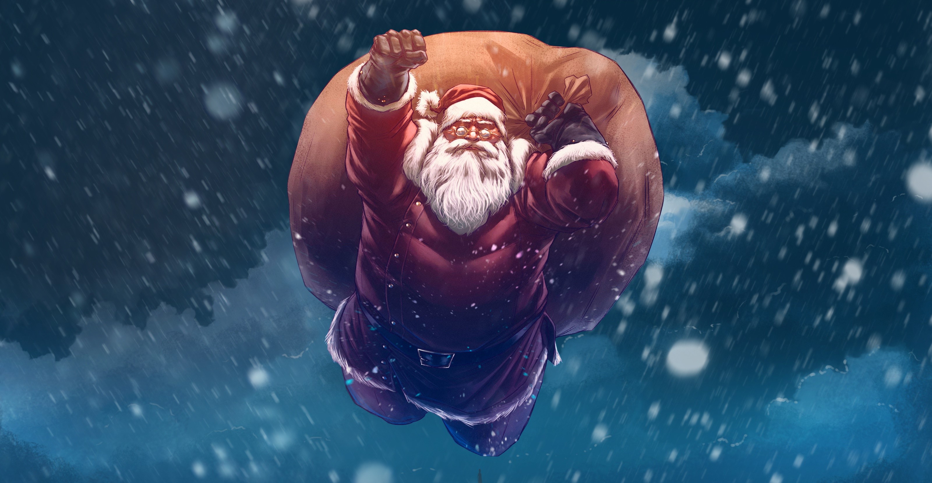 santa claus, christmas, celebrations, digital art, hd, 4k, HD Wallpaper