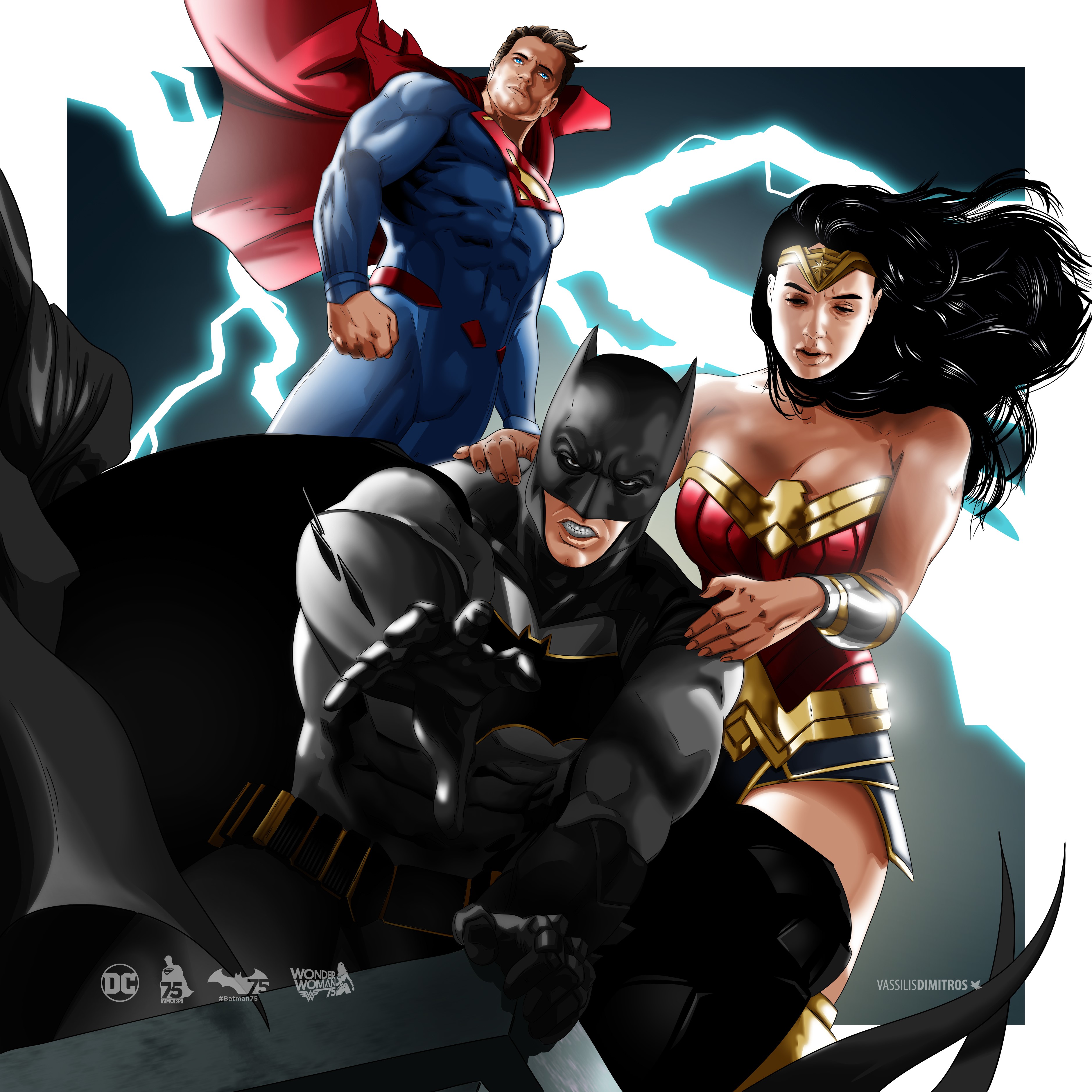 batman, wonder woman, superman, hd, 4k, superheroes, digital art, behance, HD Wallpaper