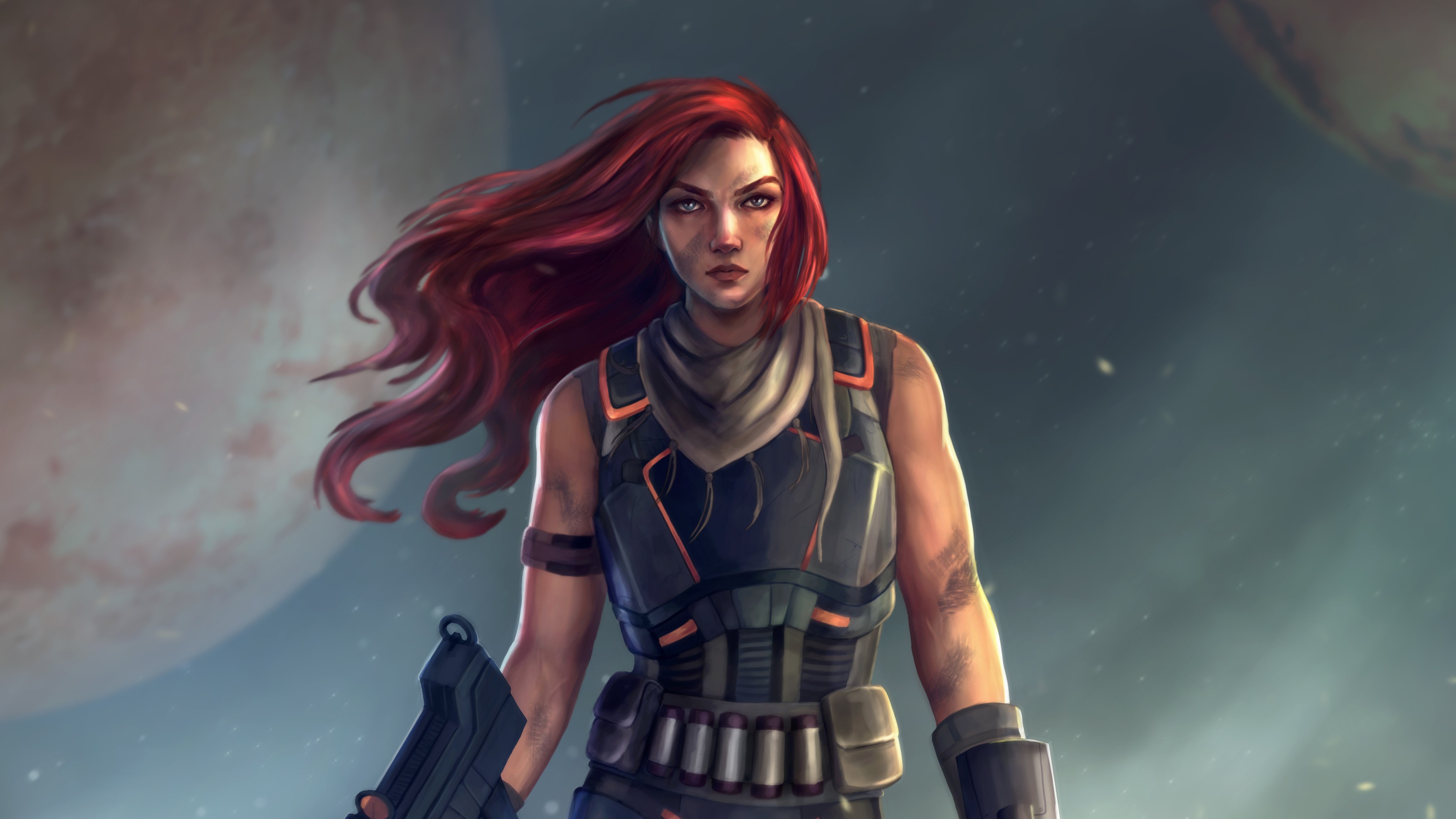 warrior, fantasy girls, artist, artwork, digital art, hd, 4k, guns, HD Wallpaper
