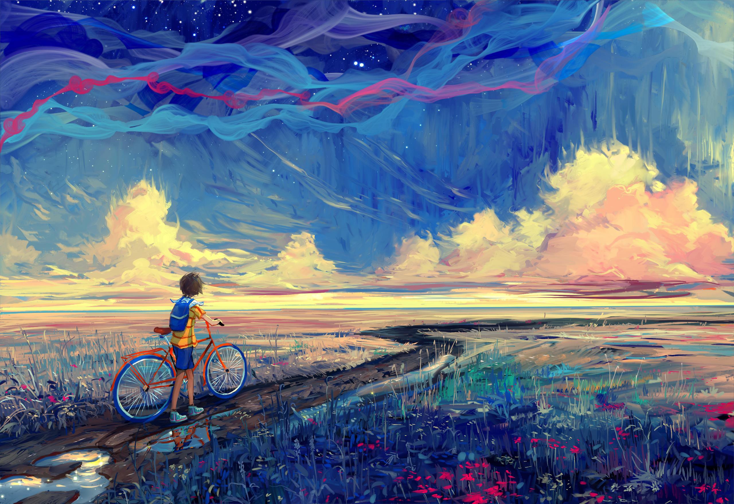 bicycle, artist, artwork, digital art, hd, deviantart, HD Wallpaper