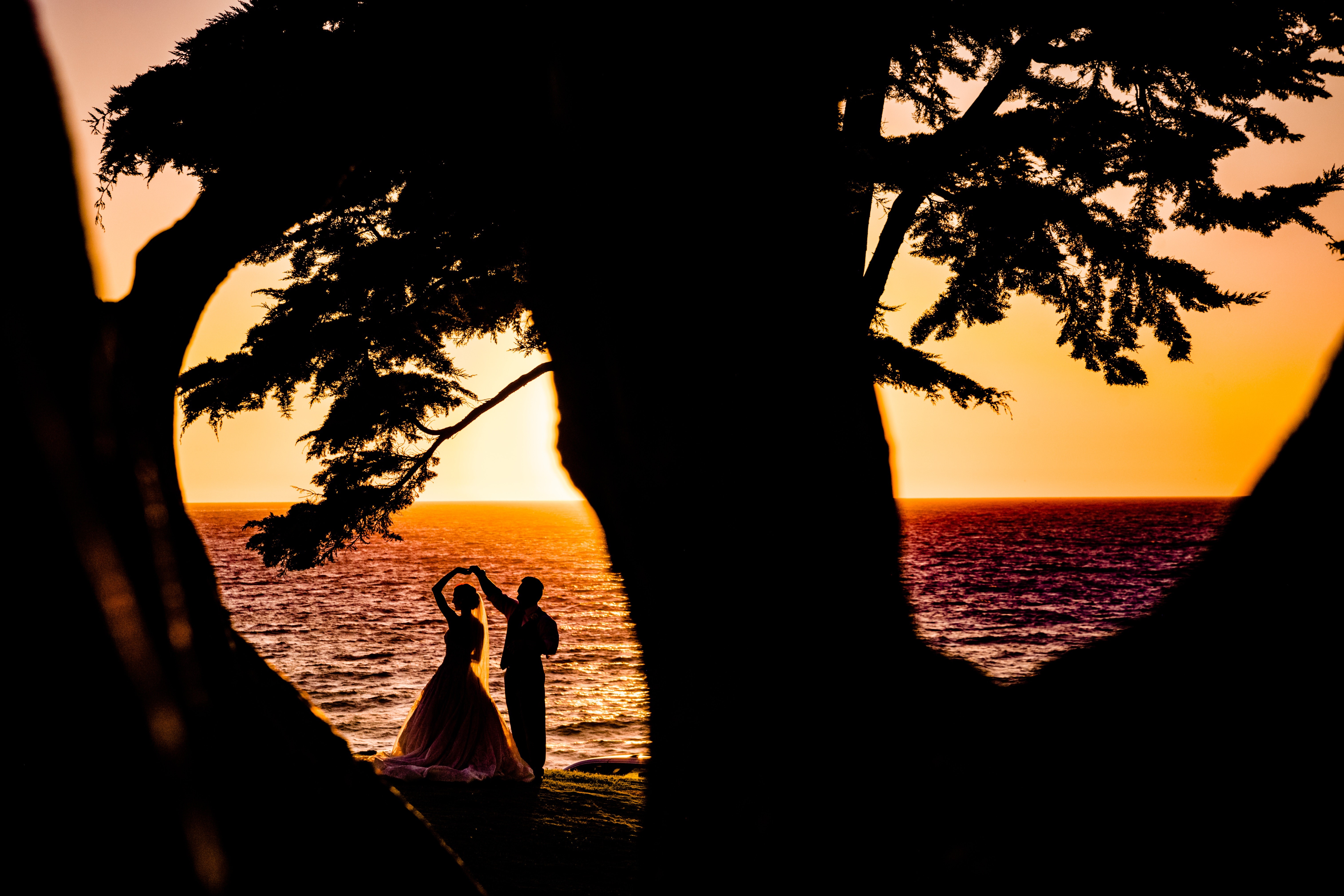 weeding couple, couple, love, heart, hd, beach, silhouette, 4k, 5k, HD Wallpaper