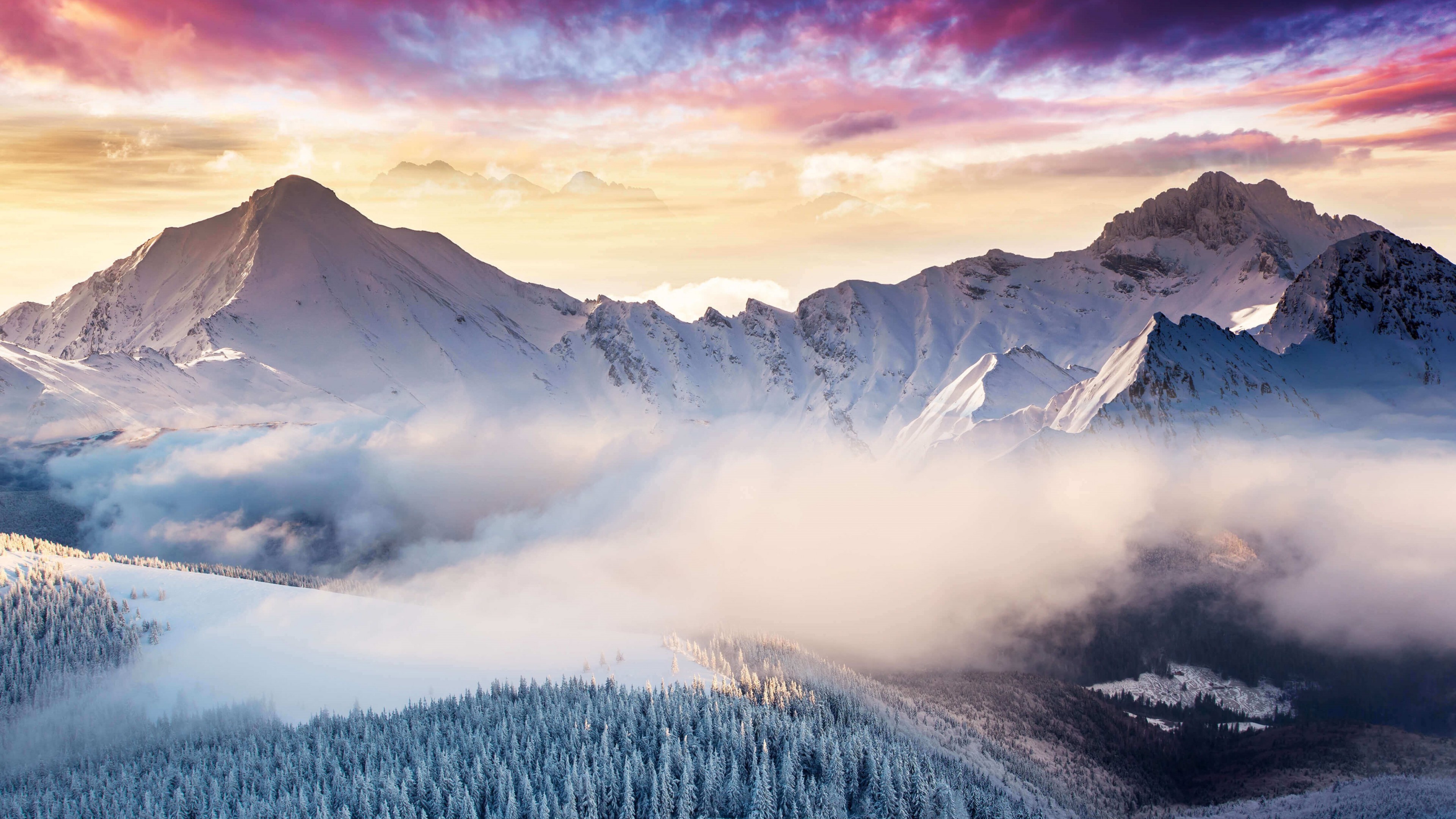 mountain, snow, nature, hd, 4k, winter, HD Wallpaper