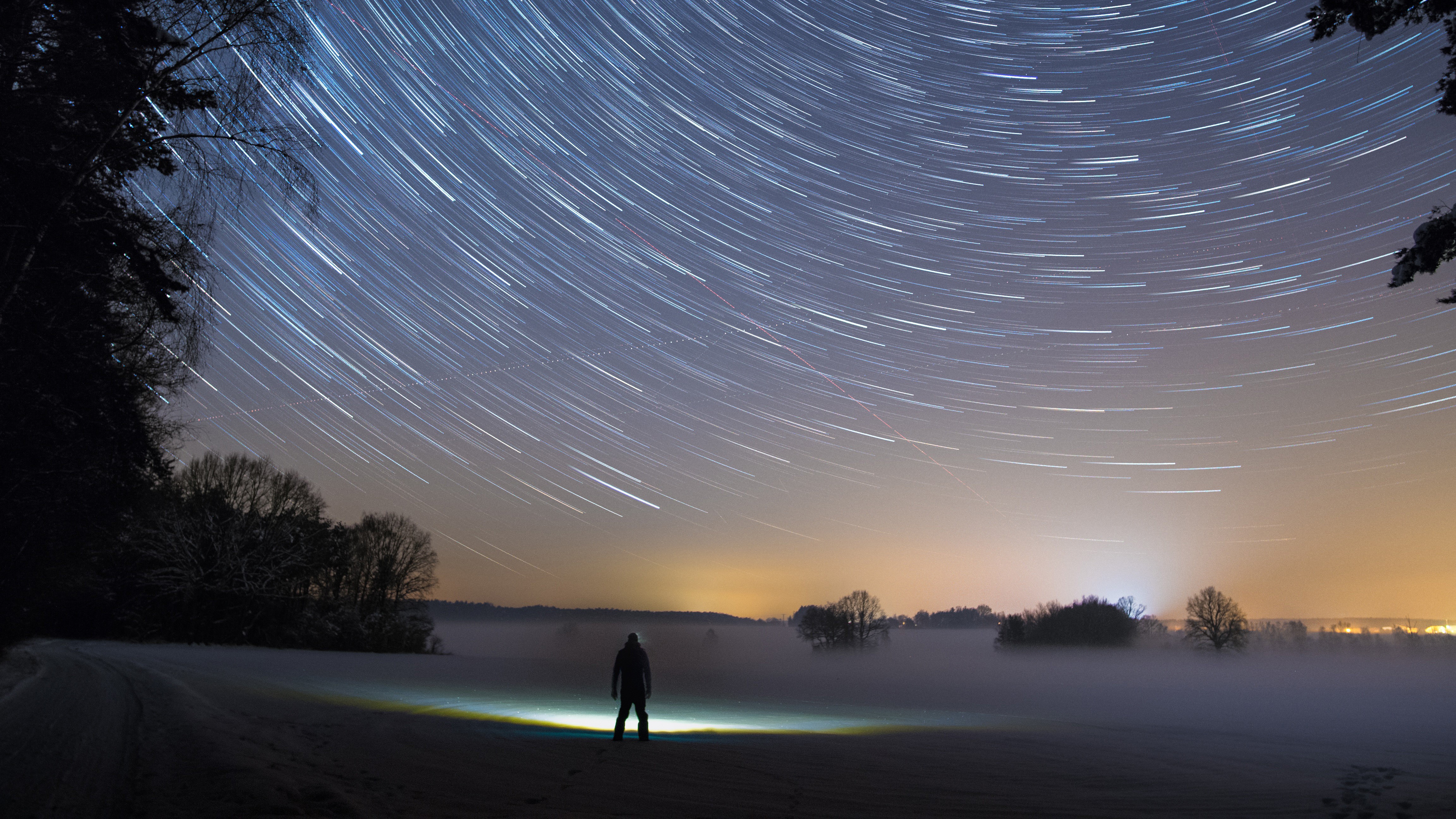 star trail, sky, photography, hd, 4k, 5k, HD Wallpaper