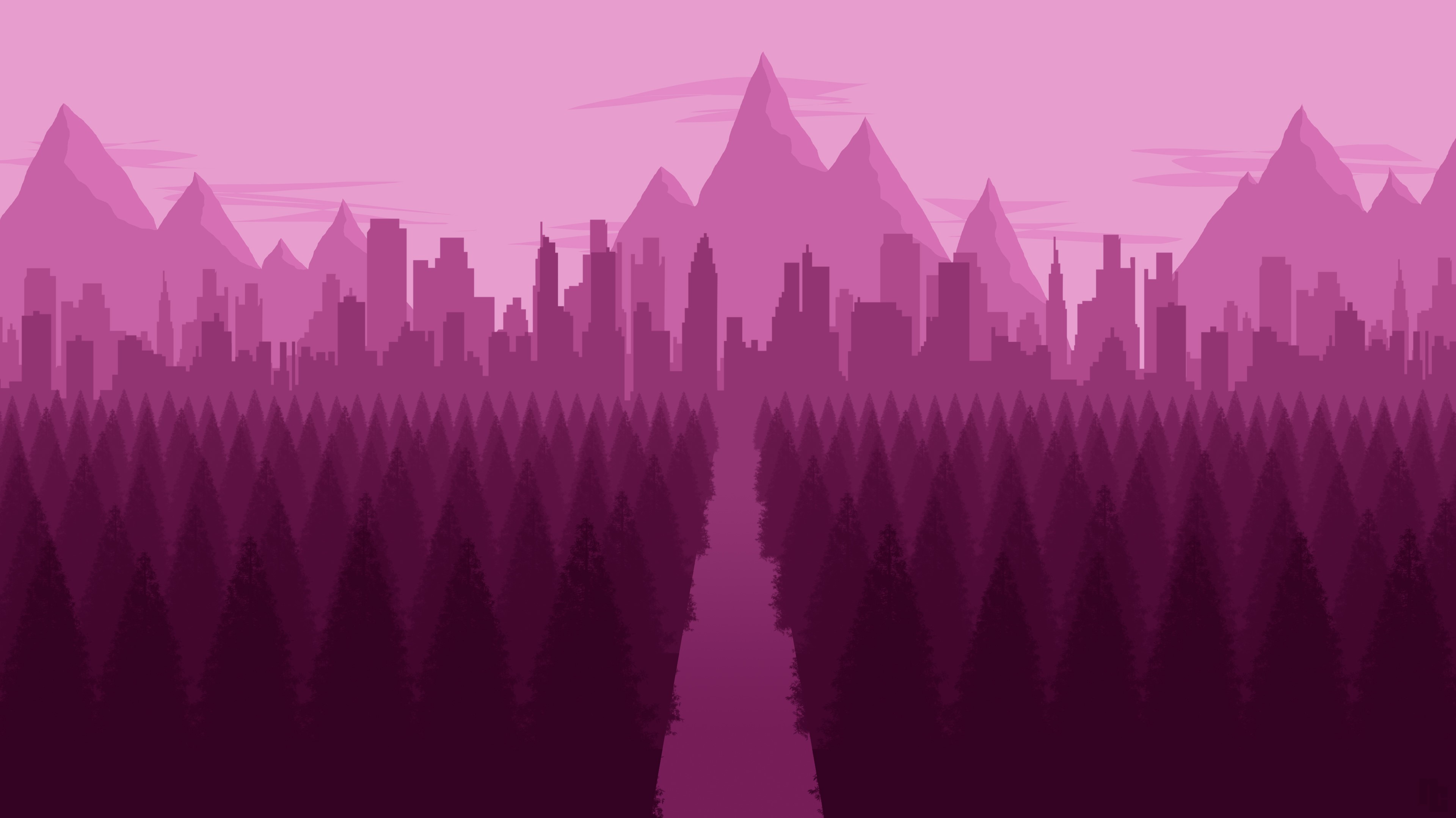 minimalist, minimalism, city, forest, artist, artwork, digital art, hd, 4k, deviantart, HD Wallpaper