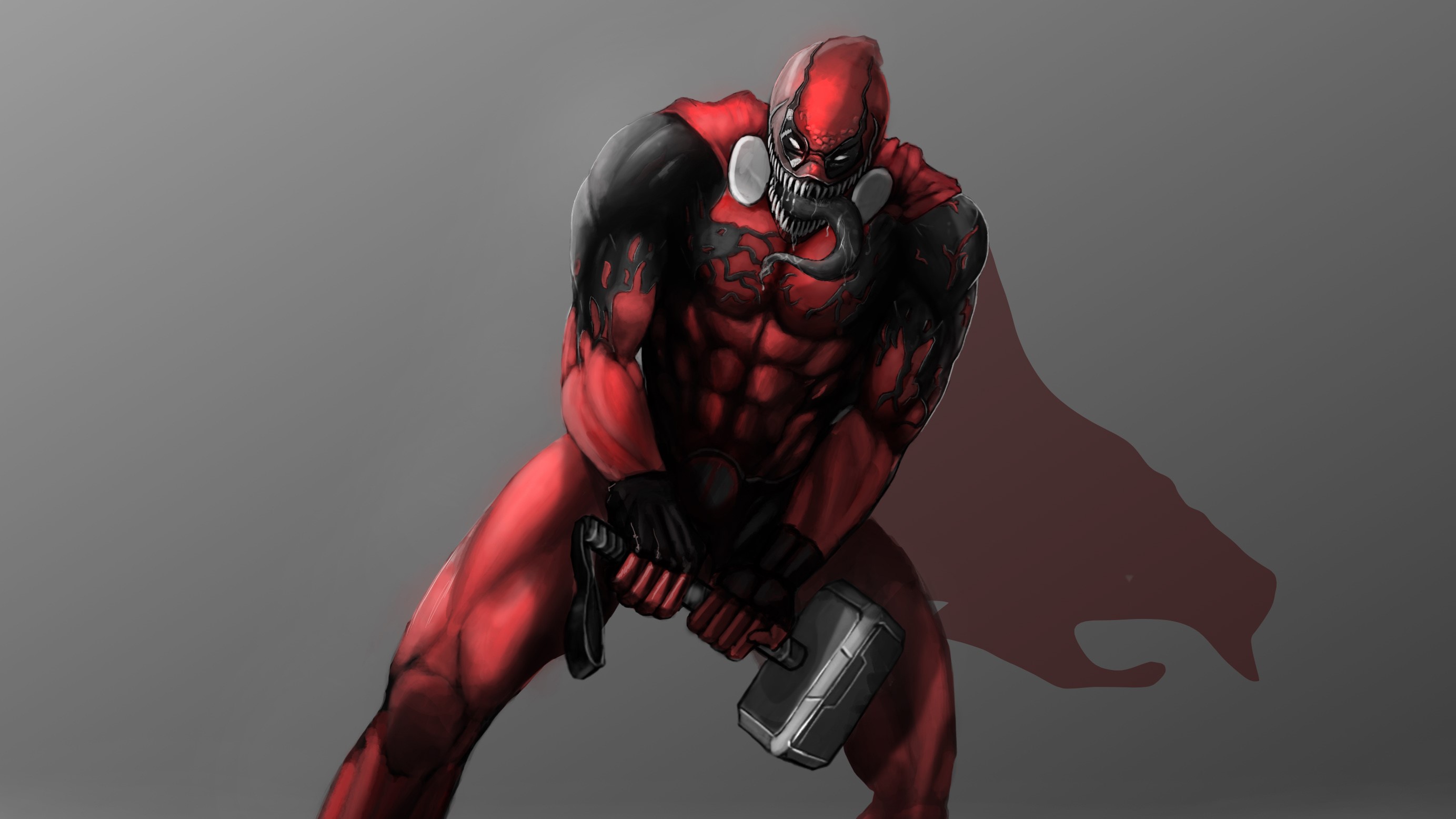 deadpool, venom, hd, deviantart, artist, digital art, superheroes, HD Wallpaper