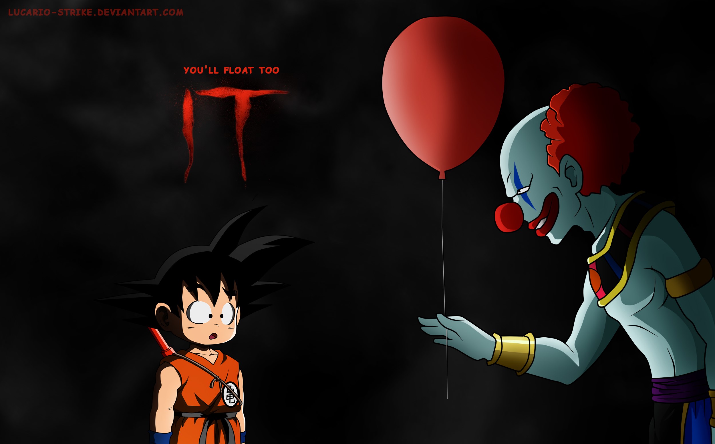 goku, anime, pennywise, clown, artist, artwork, digital art, hd, deviantart, it, HD Wallpaper