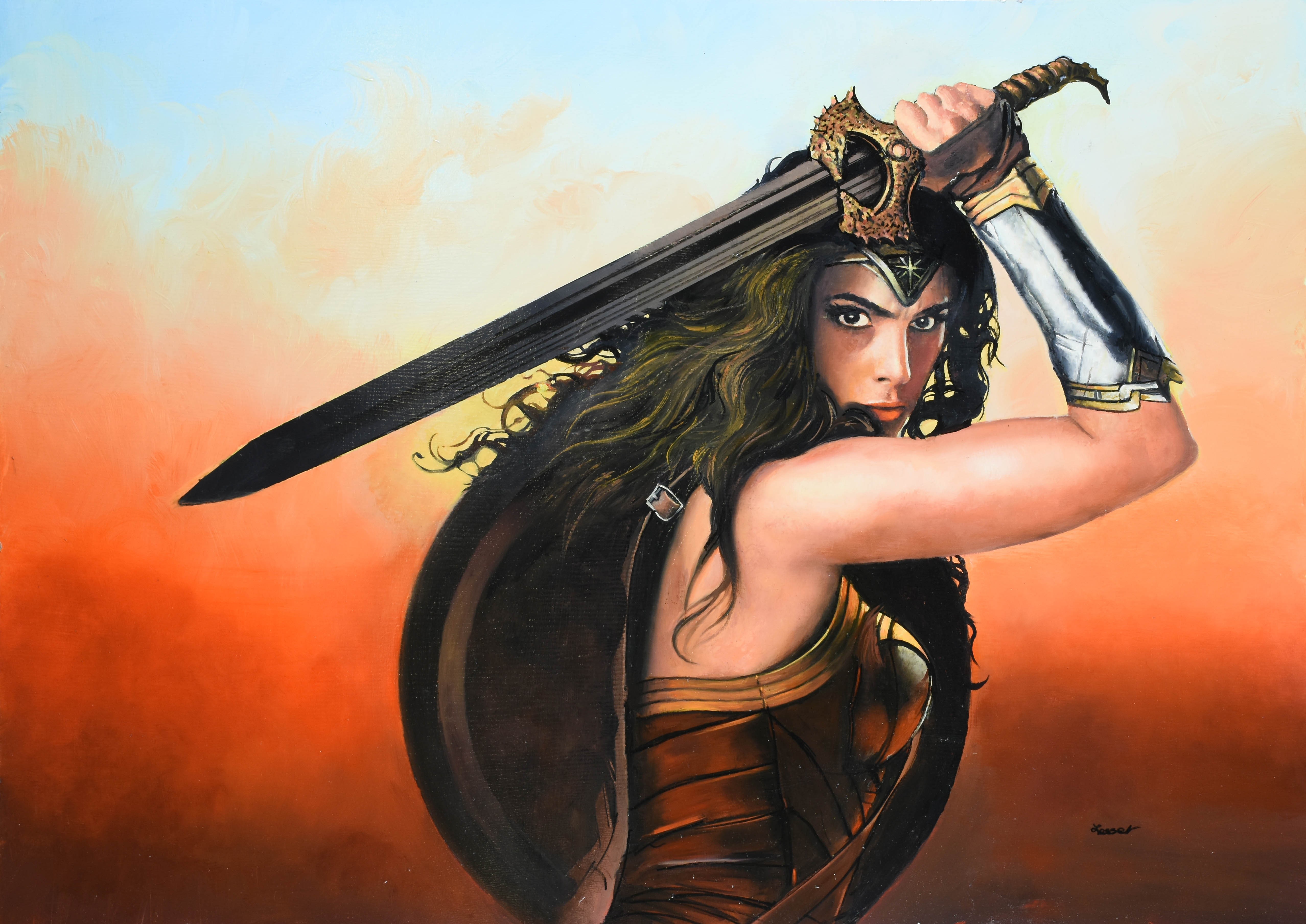 wonder woman, gal gadot, hd, 4k, superheroes, 5k, artwork, digital art, HD Wallpaper