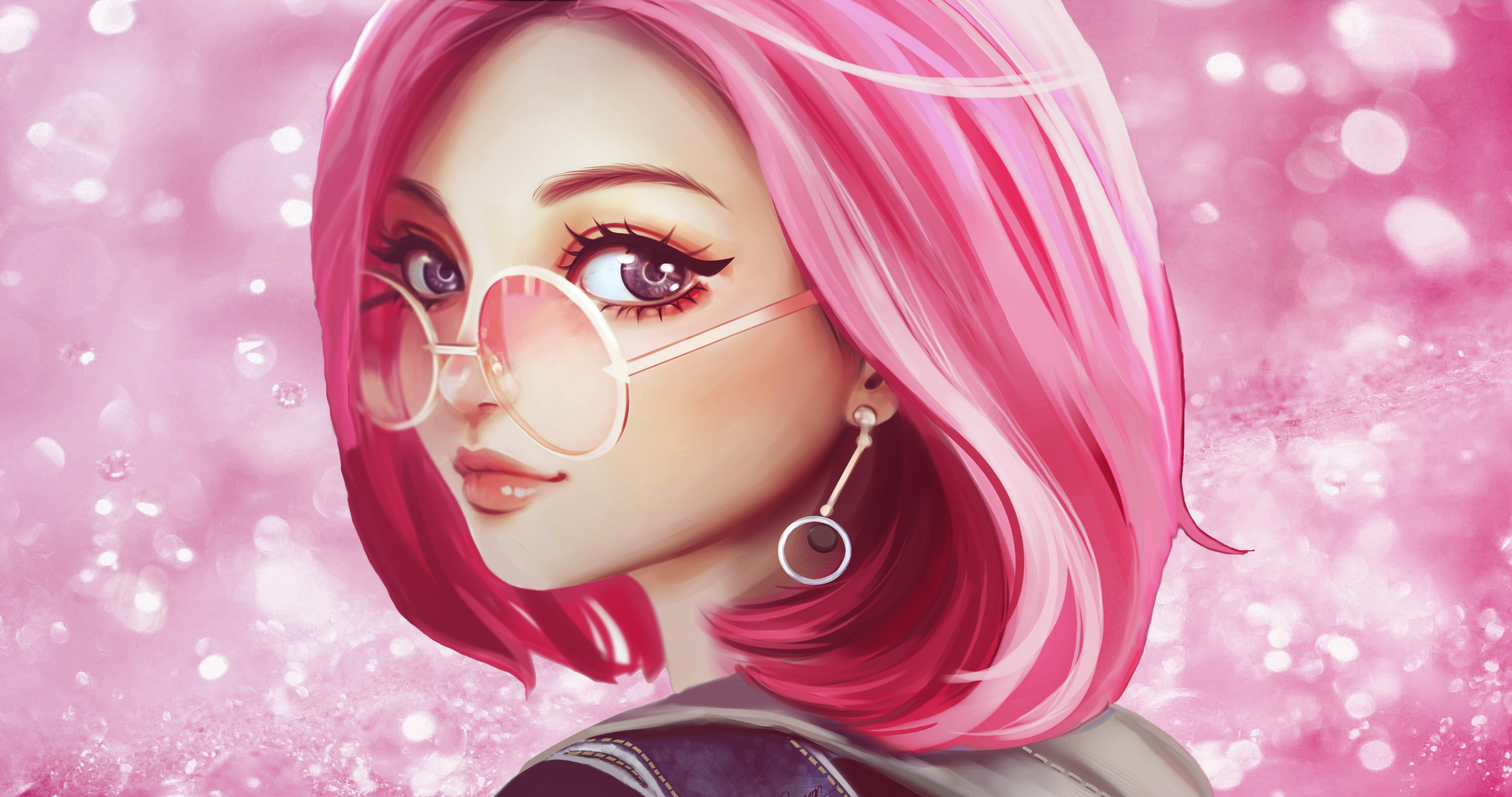 fantasy girls, artist, artwork, digital art, hd, 4k, 5k, 8k, pink, HD Wallpaper