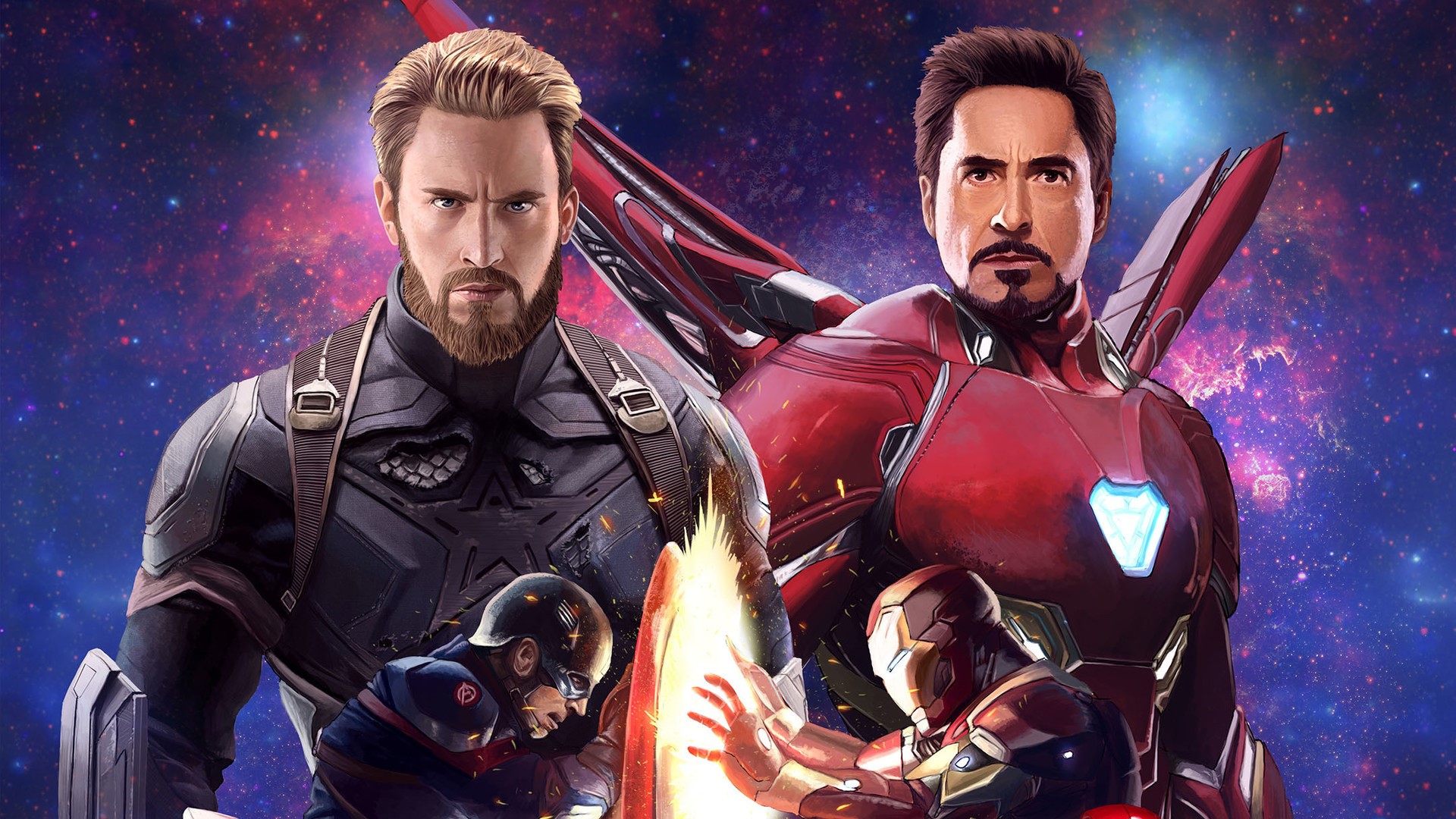 iron man, captain america, hd, artwork, digital art, artstation, superheroes, HD Wallpaper