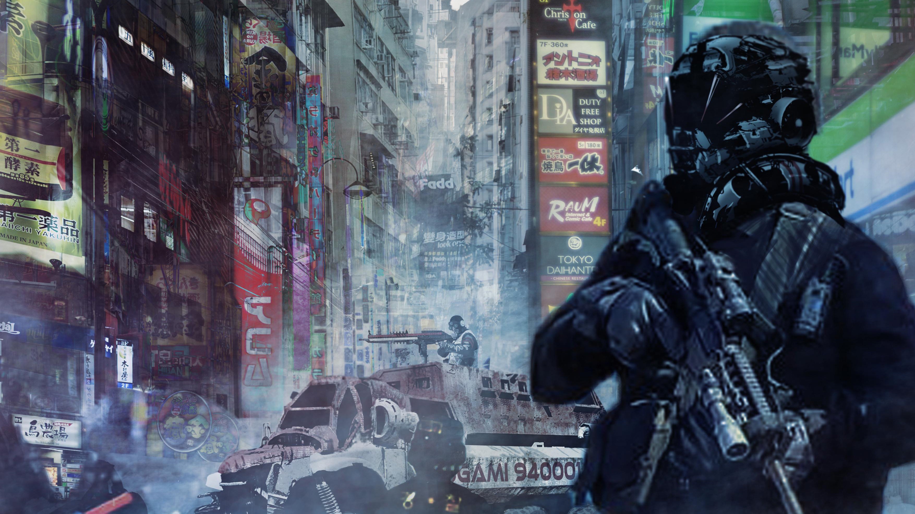 soldier, artist, artwork, digital art, hd, 4k, warrior, gun, HD Wallpaper