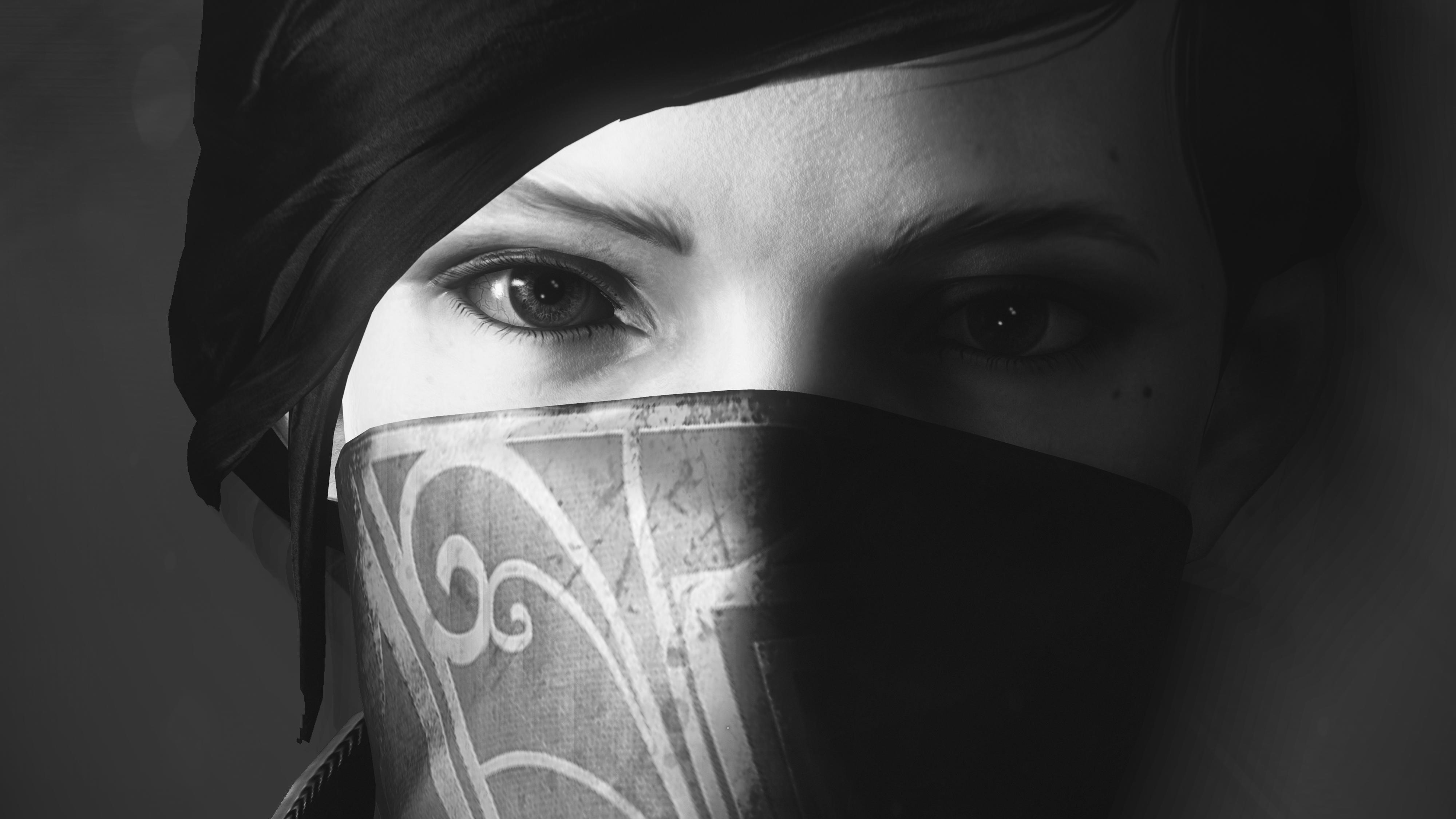 dishonored 2, games, xbox games, ps games, 4k, monochrome, black and white, HD Wallpaper