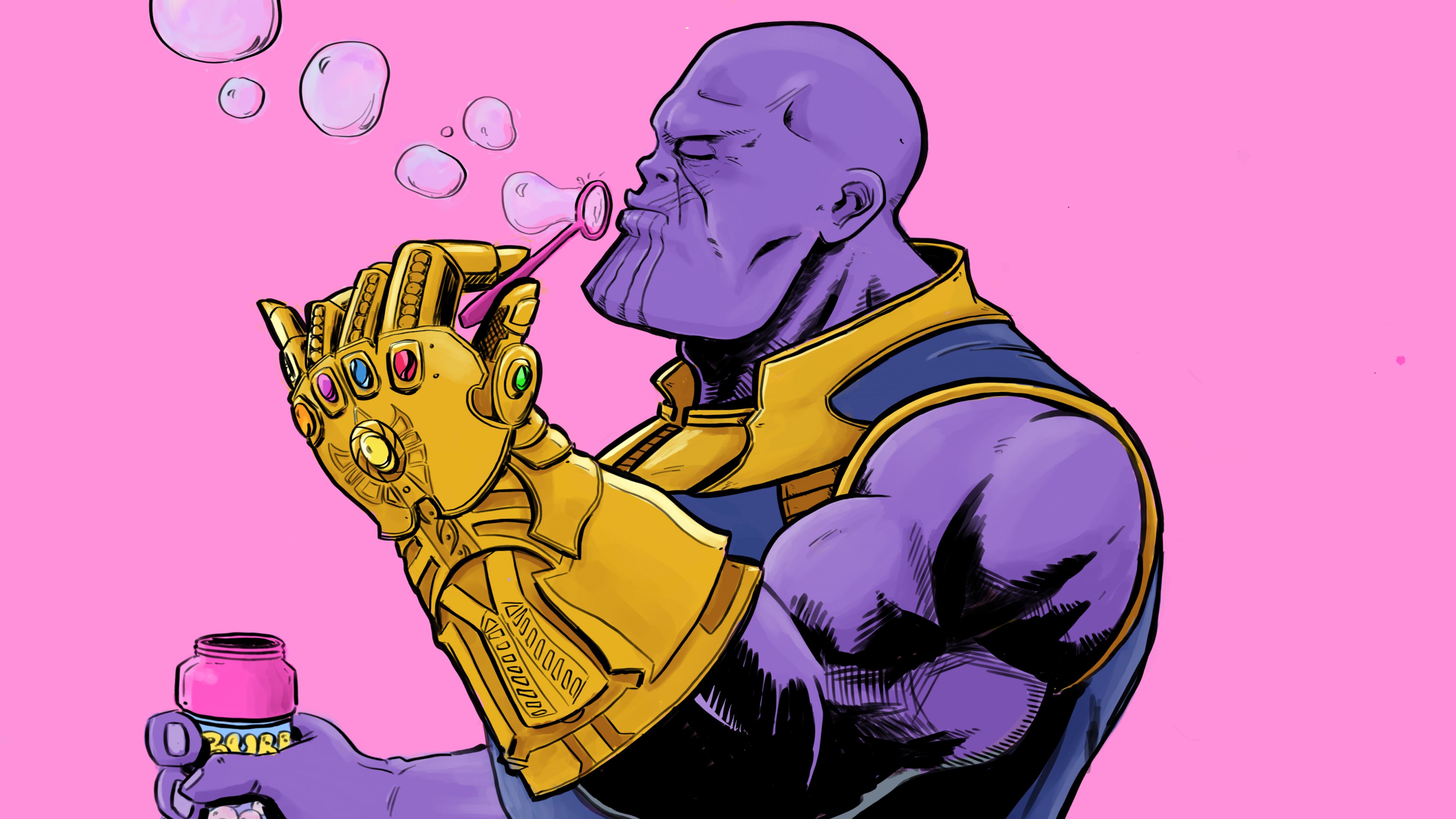 thanos, superheroes, bubbles, hd, artist, supervillain, 4k, behance, funny, HD Wallpaper