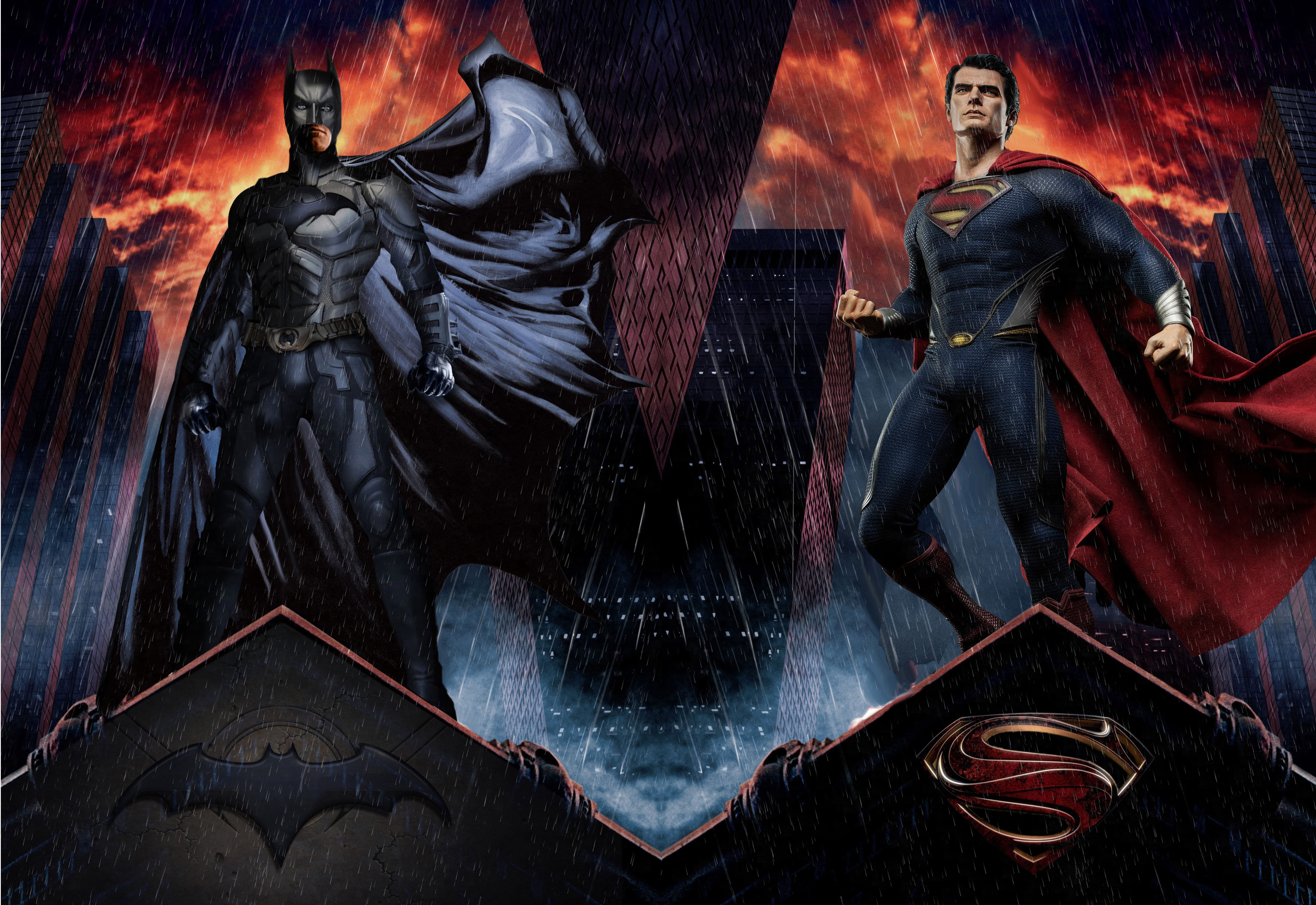 batman, superman, hd, 4k, artwork, digital art, superheroes, HD Wallpaper