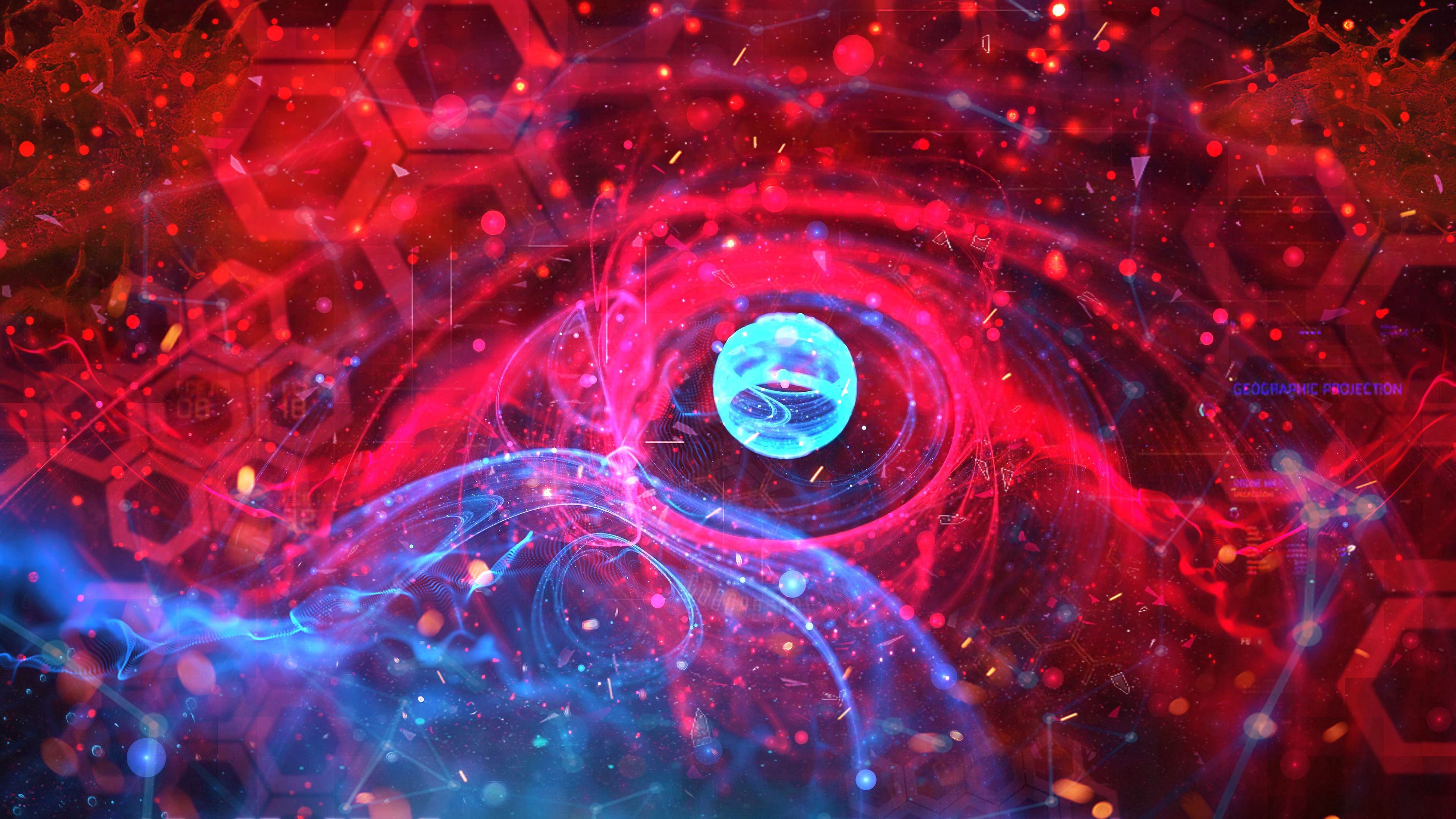 ball, glow, glare, fractal, bright, 4k, HD Wallpaper